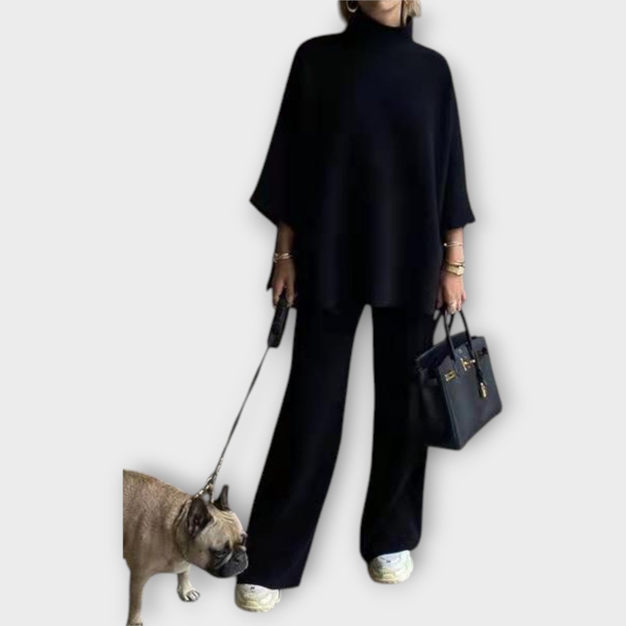 Blusa de punto con corte holgado y cuello alto