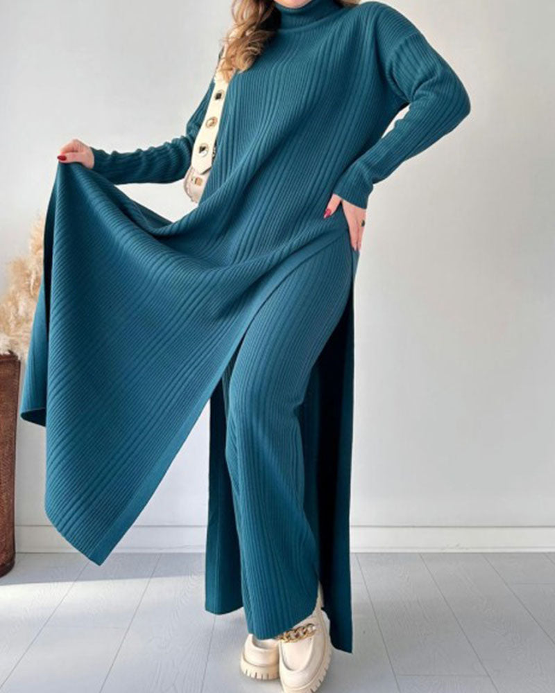 Vestido largo de punto con corte holgado