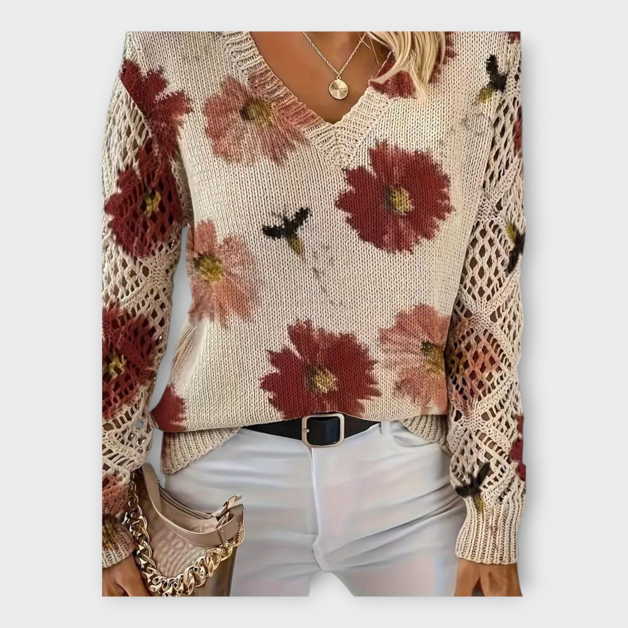 Blusa de punto con detalles de encaje