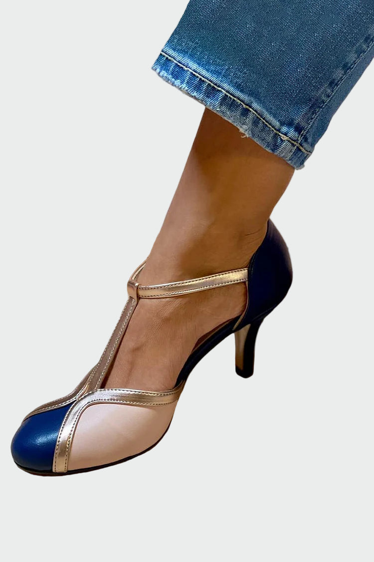 Tacones retro con tiras en T