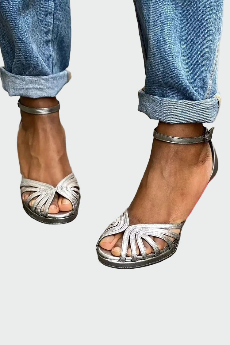 Sandalias con tacón bicolor