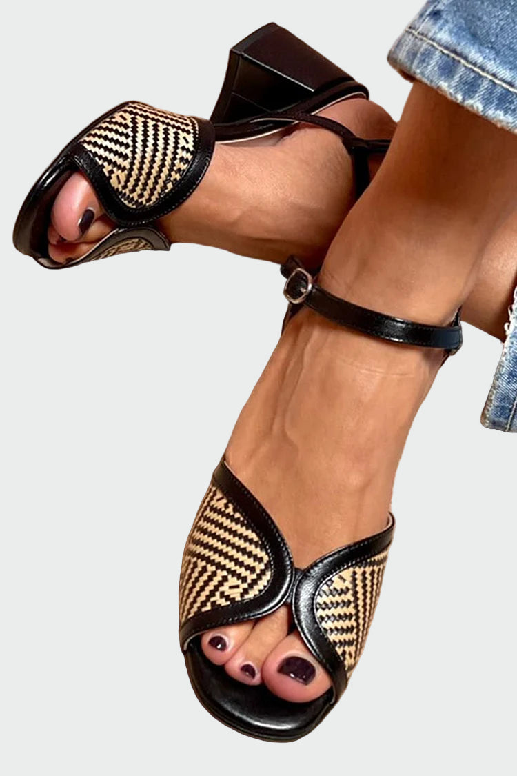 Sandalias en tejido de punto con tacón ancho