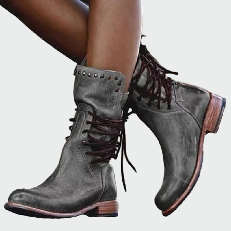 Bottines en cuir à lacets