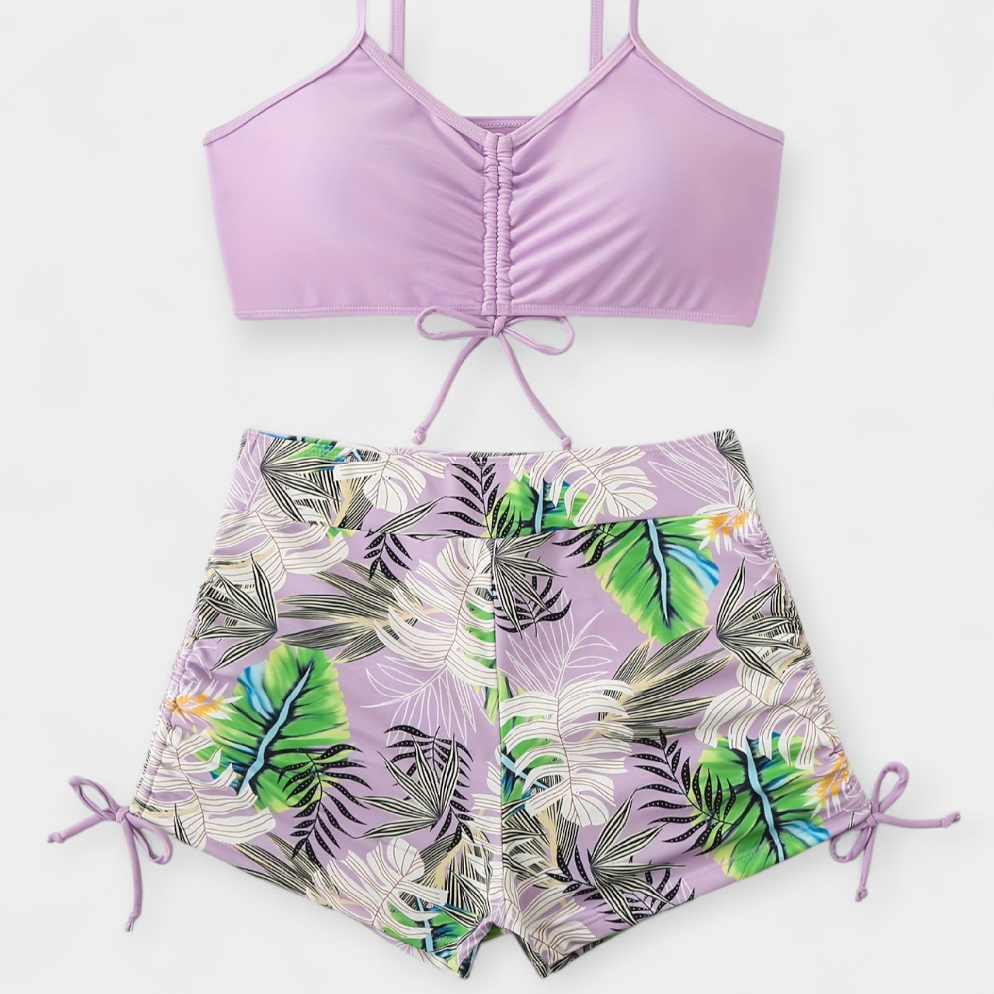 Bikini Tropical de Talle Alto con Tirantes