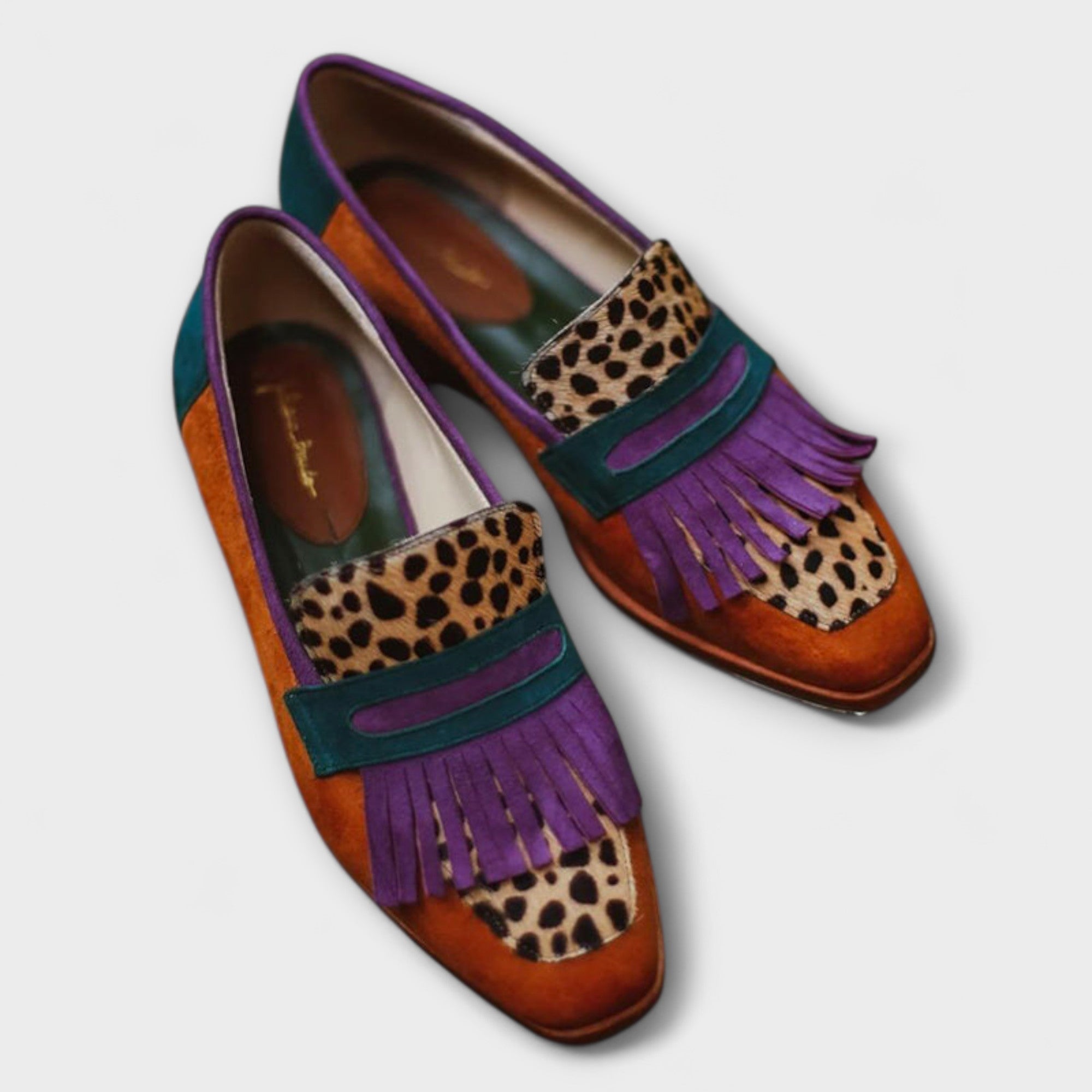 Fallon – Mocasín con estampado de leopardo marrón