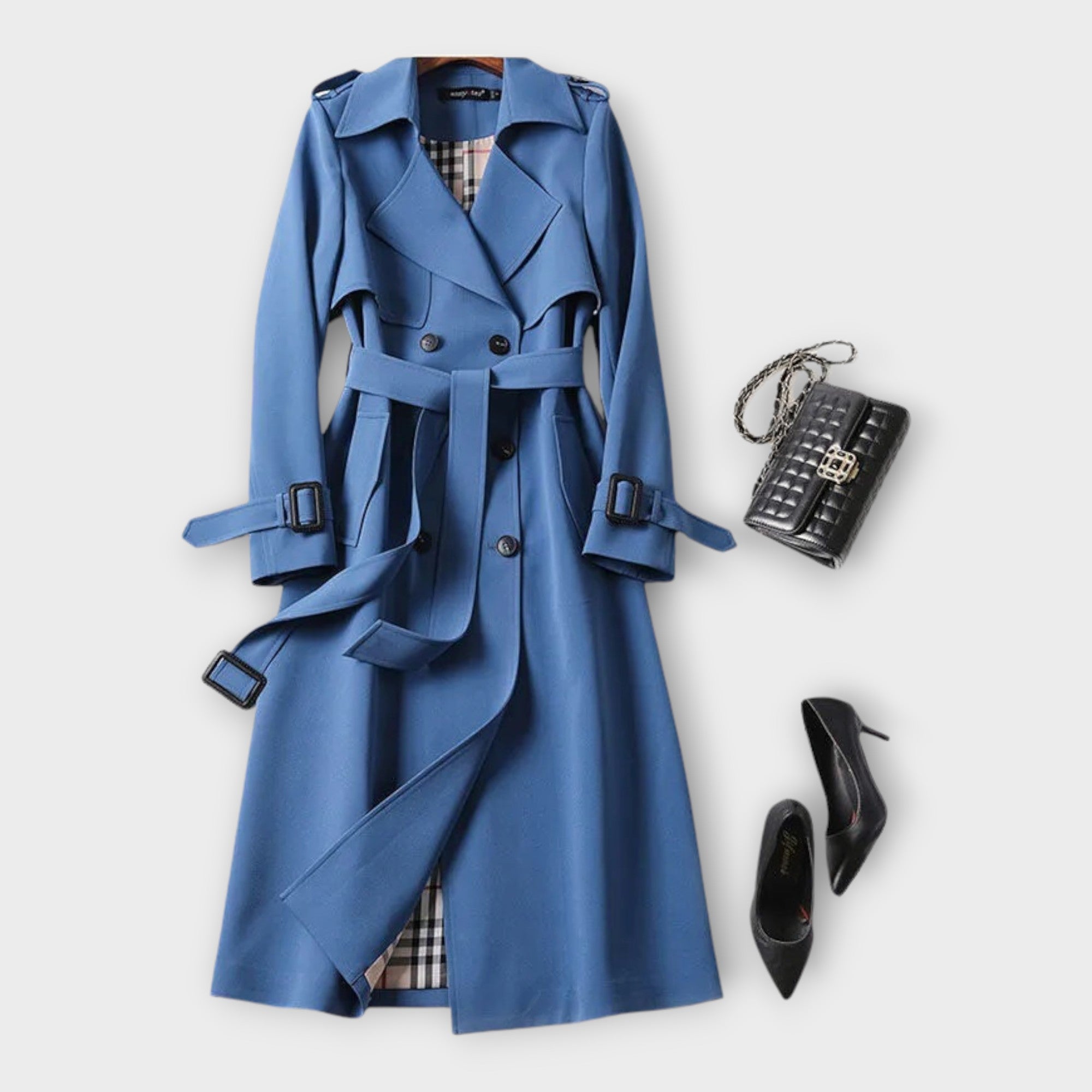 Trench-coat long classique avec ceinture