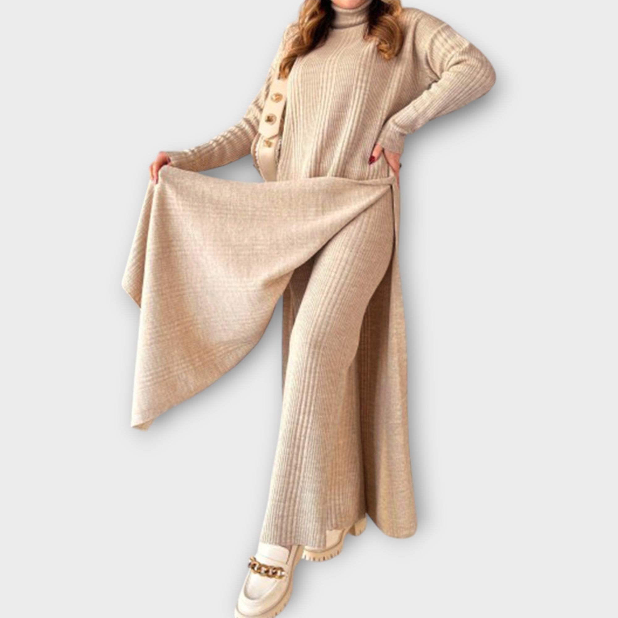 Vestido largo de punto con corte holgado