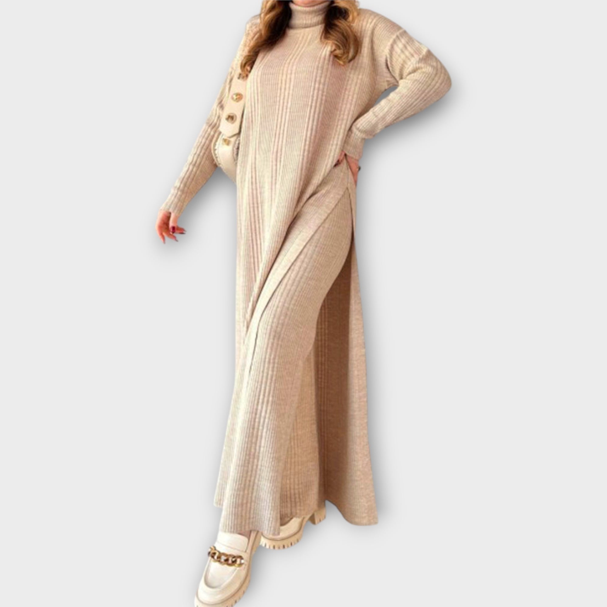 Vestido largo de punto con corte holgado