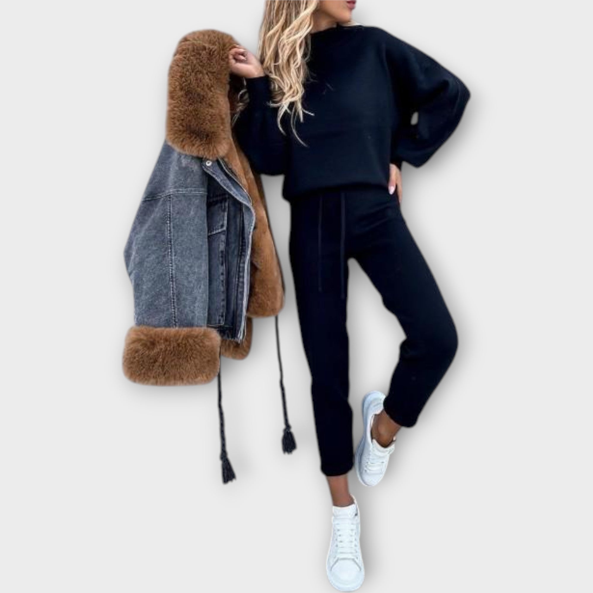 Conjunto con ajuste cómodo y refinamiento atemporal