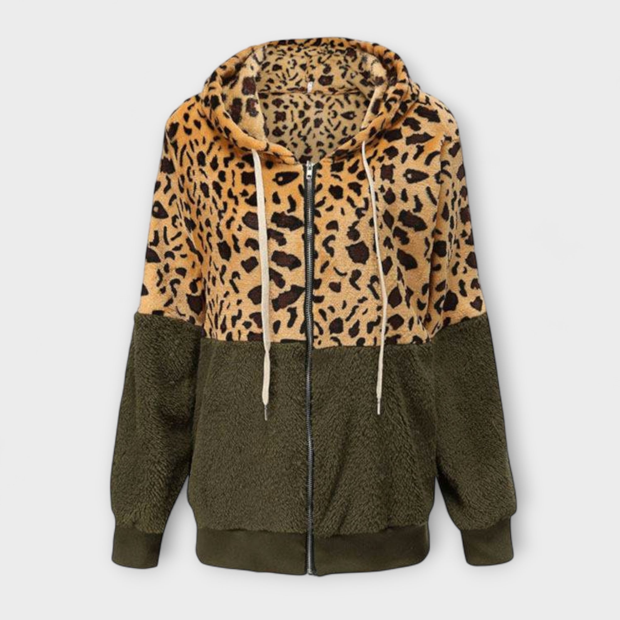 Lea - Sudadera con capucha de polar con estampado de leopardo