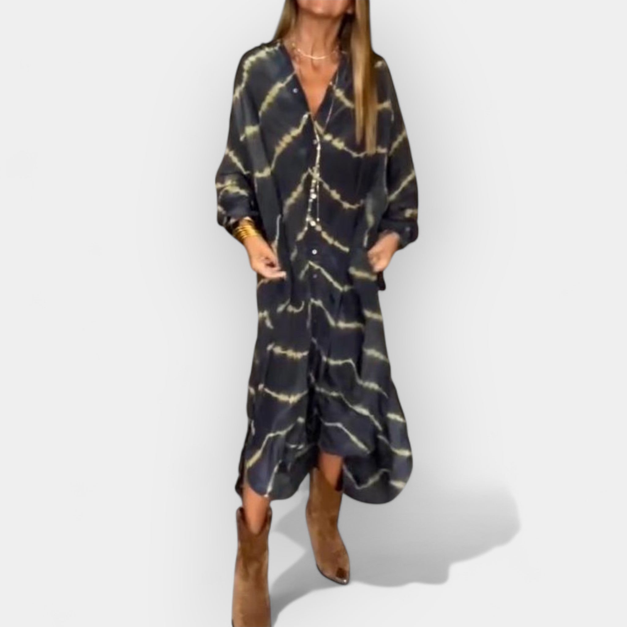 Vestido largo bohemio con rayas