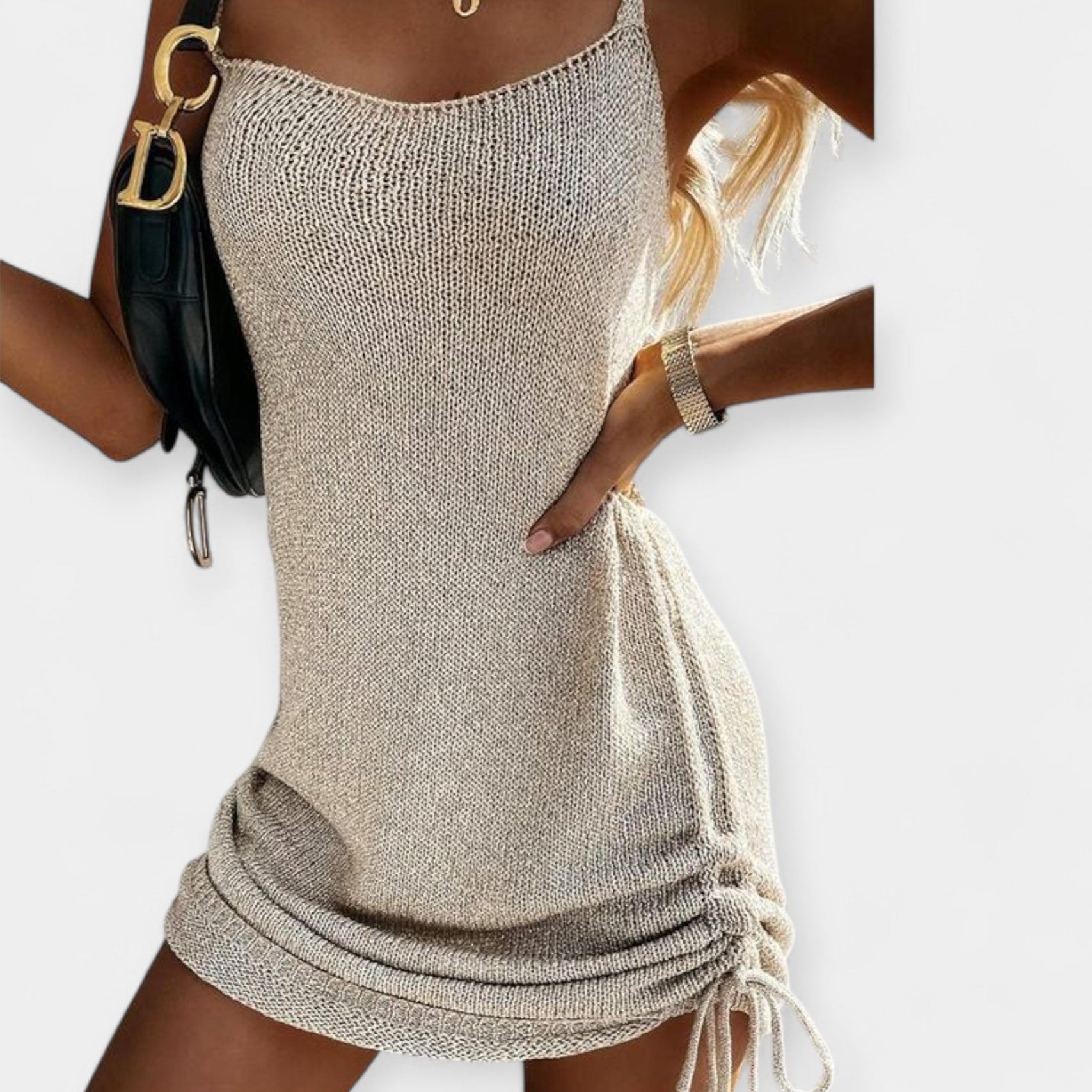 Vestido de Punto Sin Mangas con Lazo