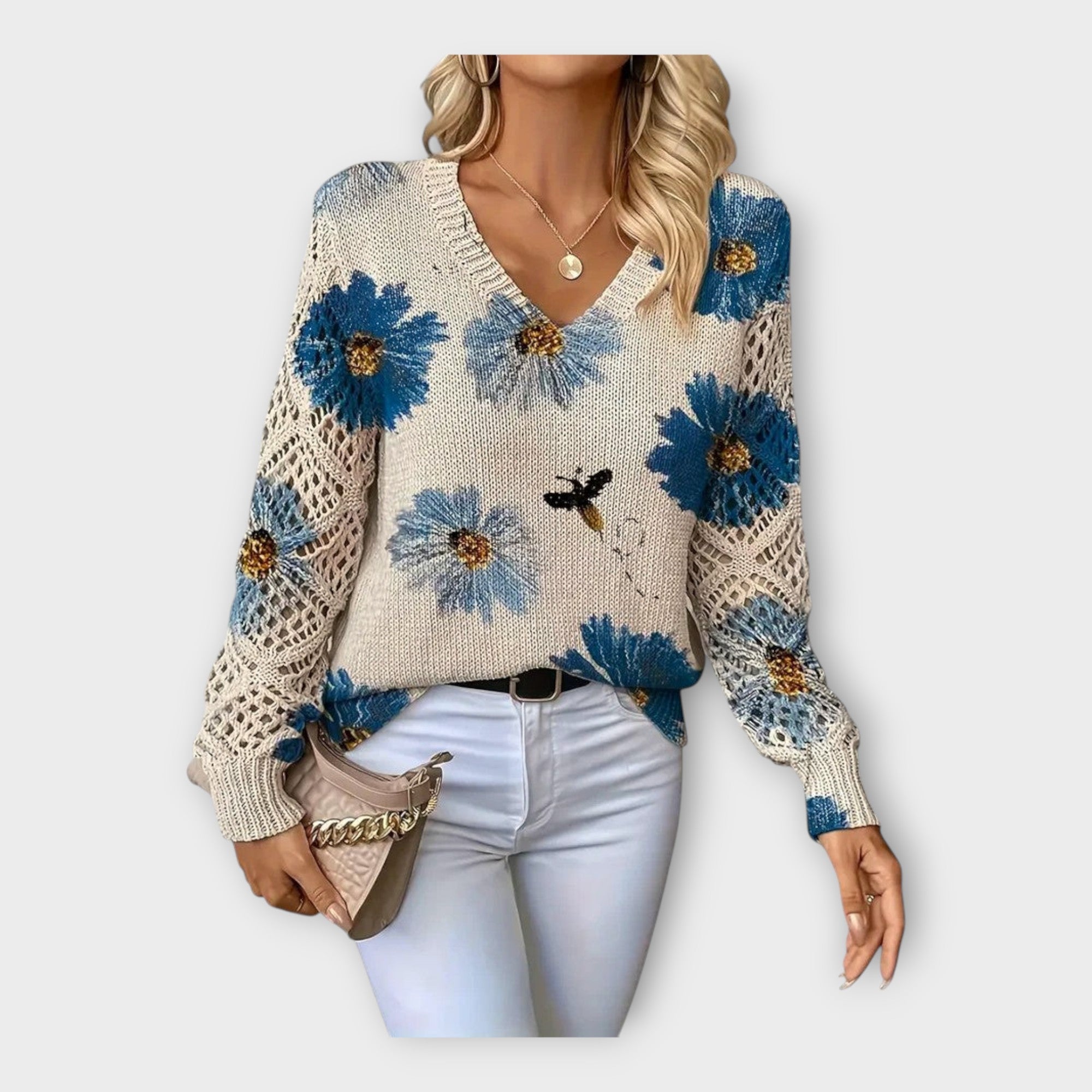 Blusa de punto con detalles de encaje