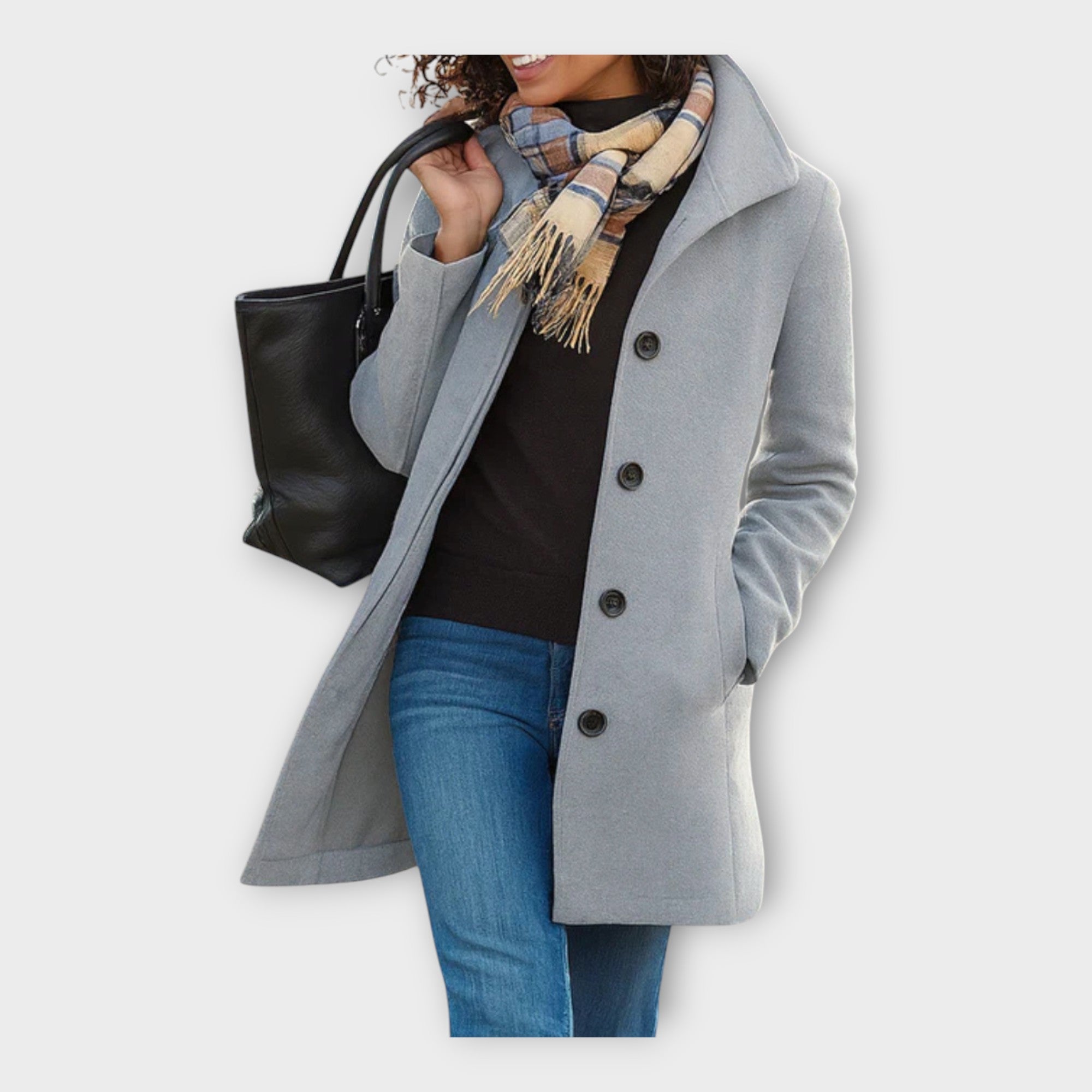 Elegante abrigo de lana con botones