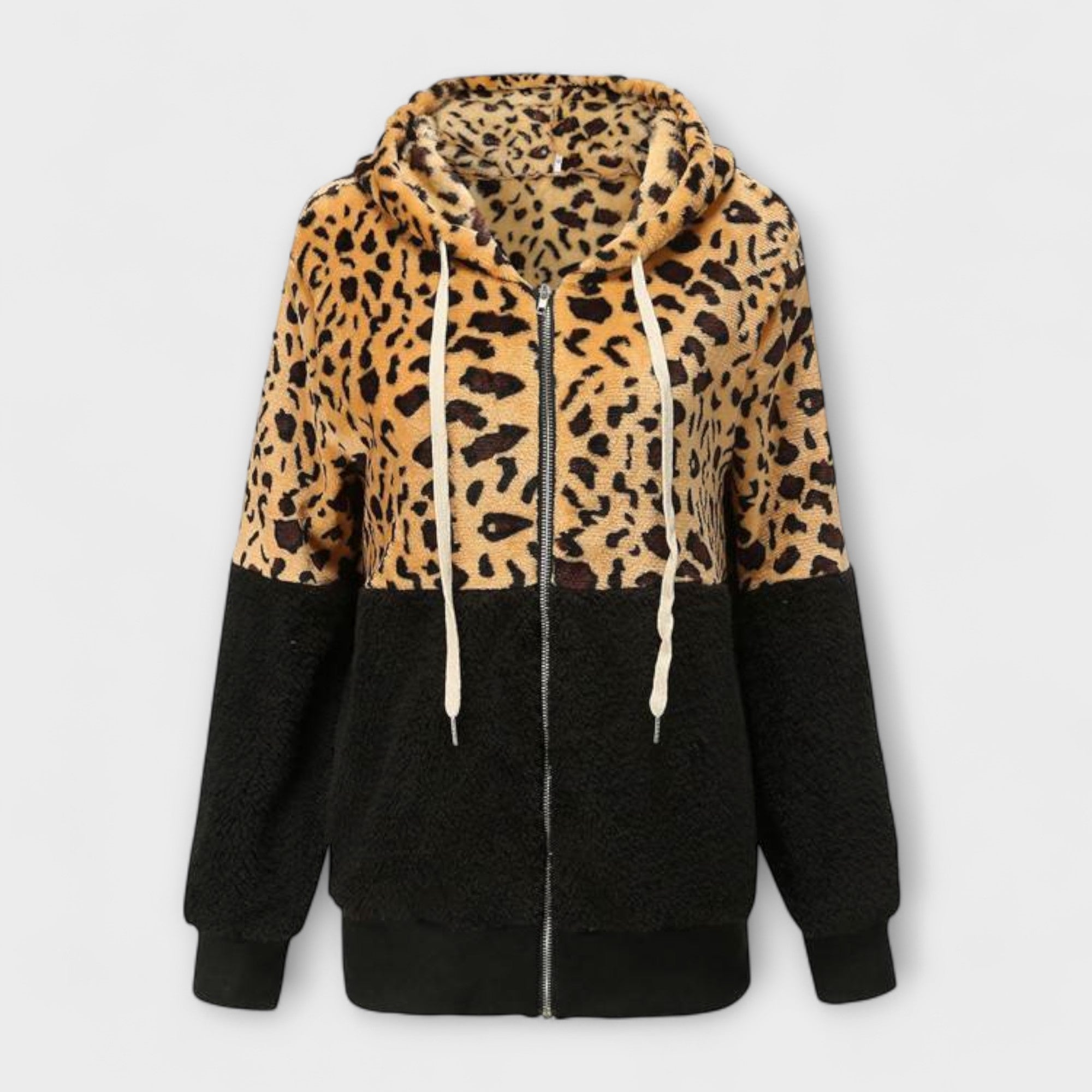 Lea - Sudadera con capucha de polar con estampado de leopardo