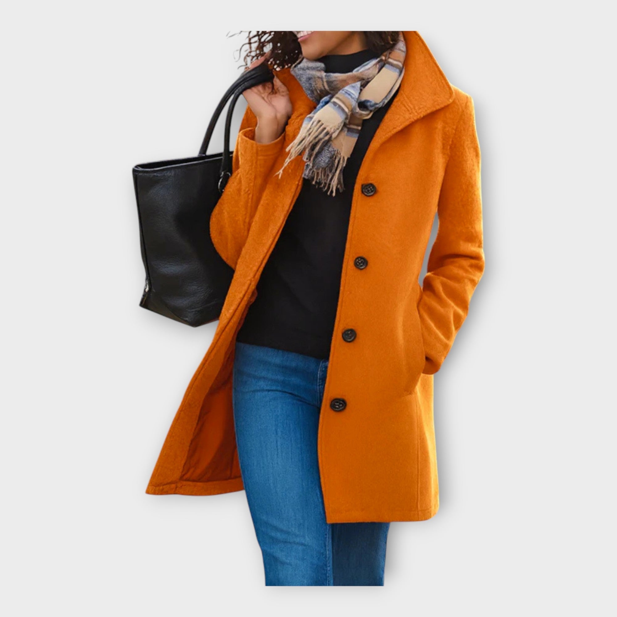 Elegante abrigo de lana con botones