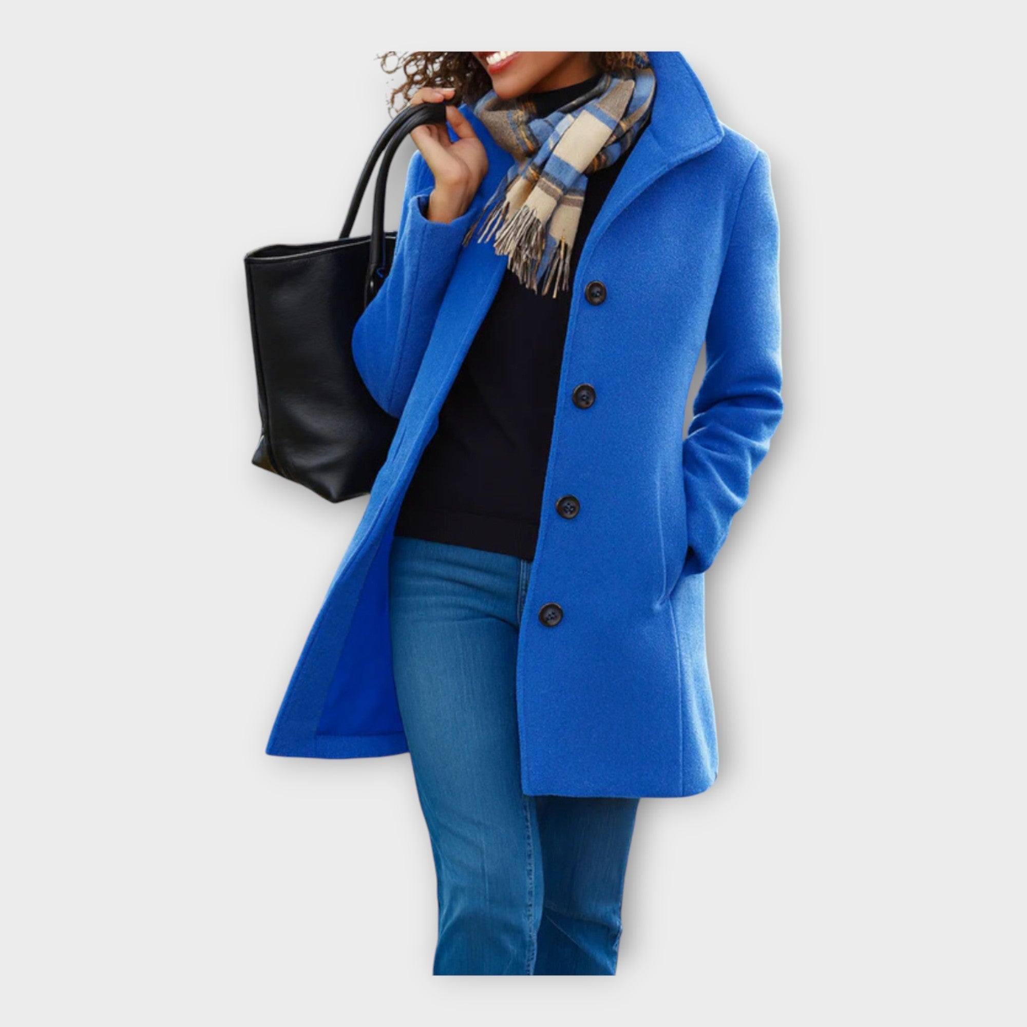 Elegante abrigo de lana con botones