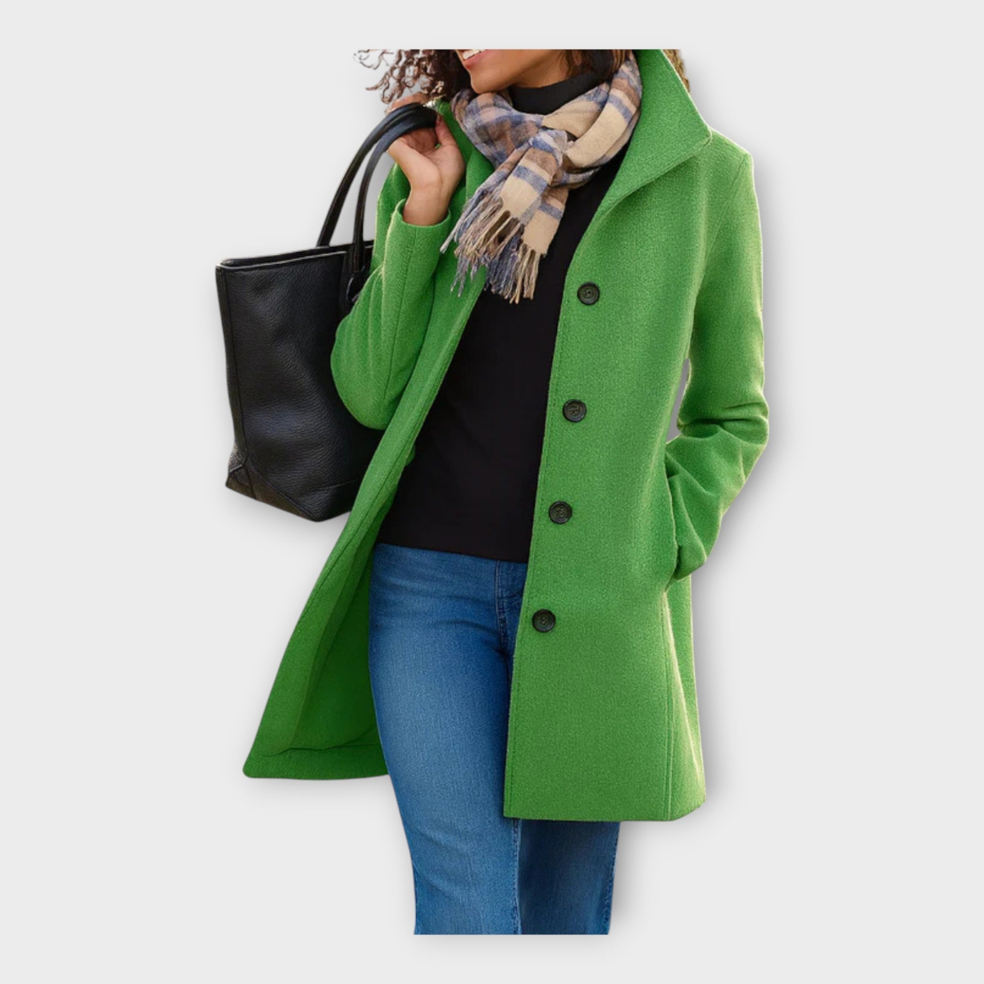 Elegante abrigo de lana con botones