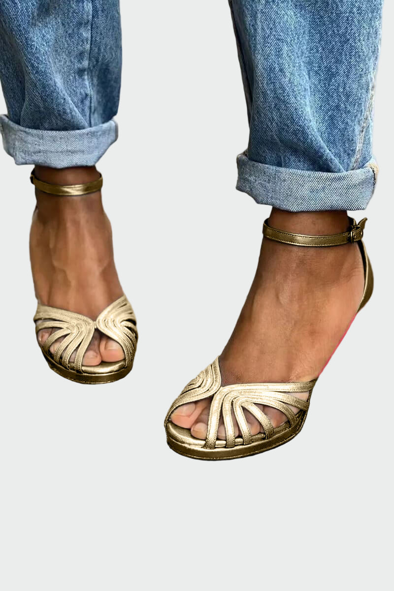 Sandalias con tacón bicolor