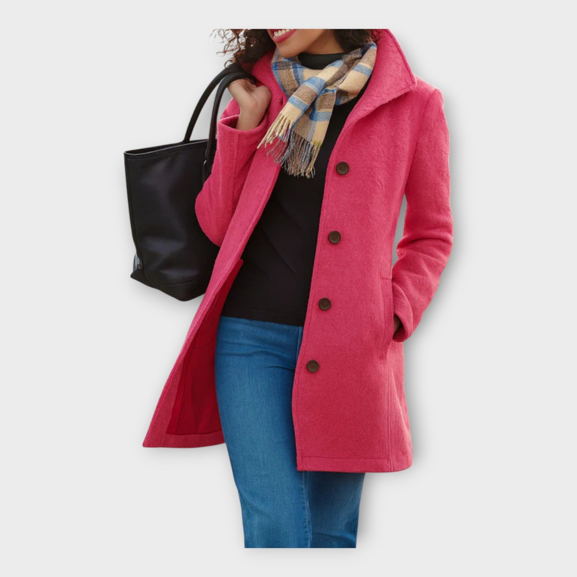 Elegante abrigo de lana con botones