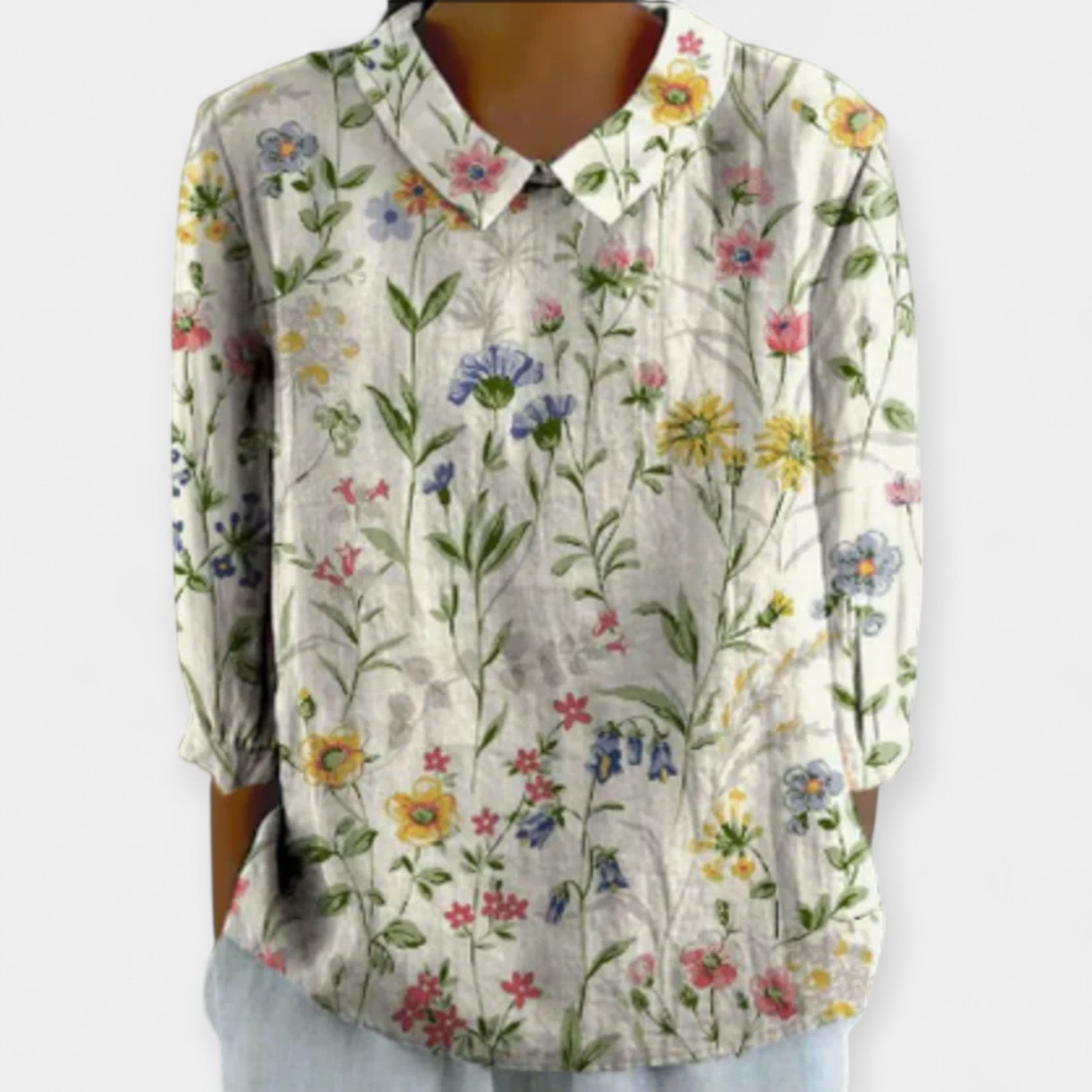 Camisa Floral Retro de Algodón