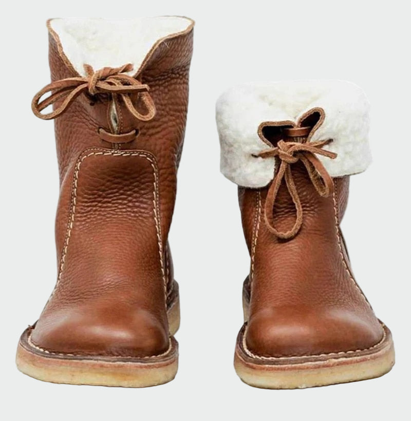 Bottes en cuir imperméables avec doublure en laine