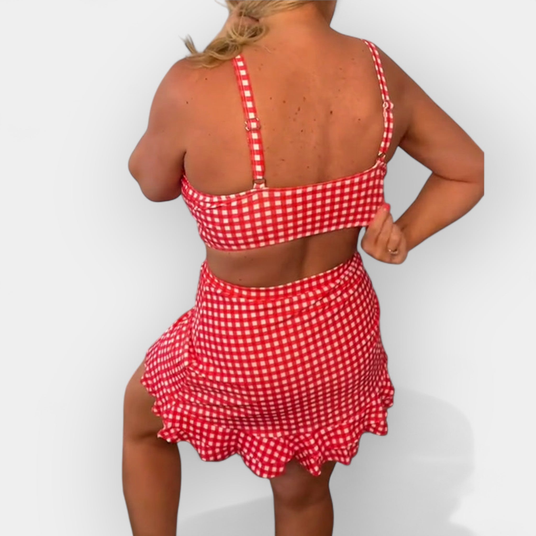 Bikini a Cuadros con Falda