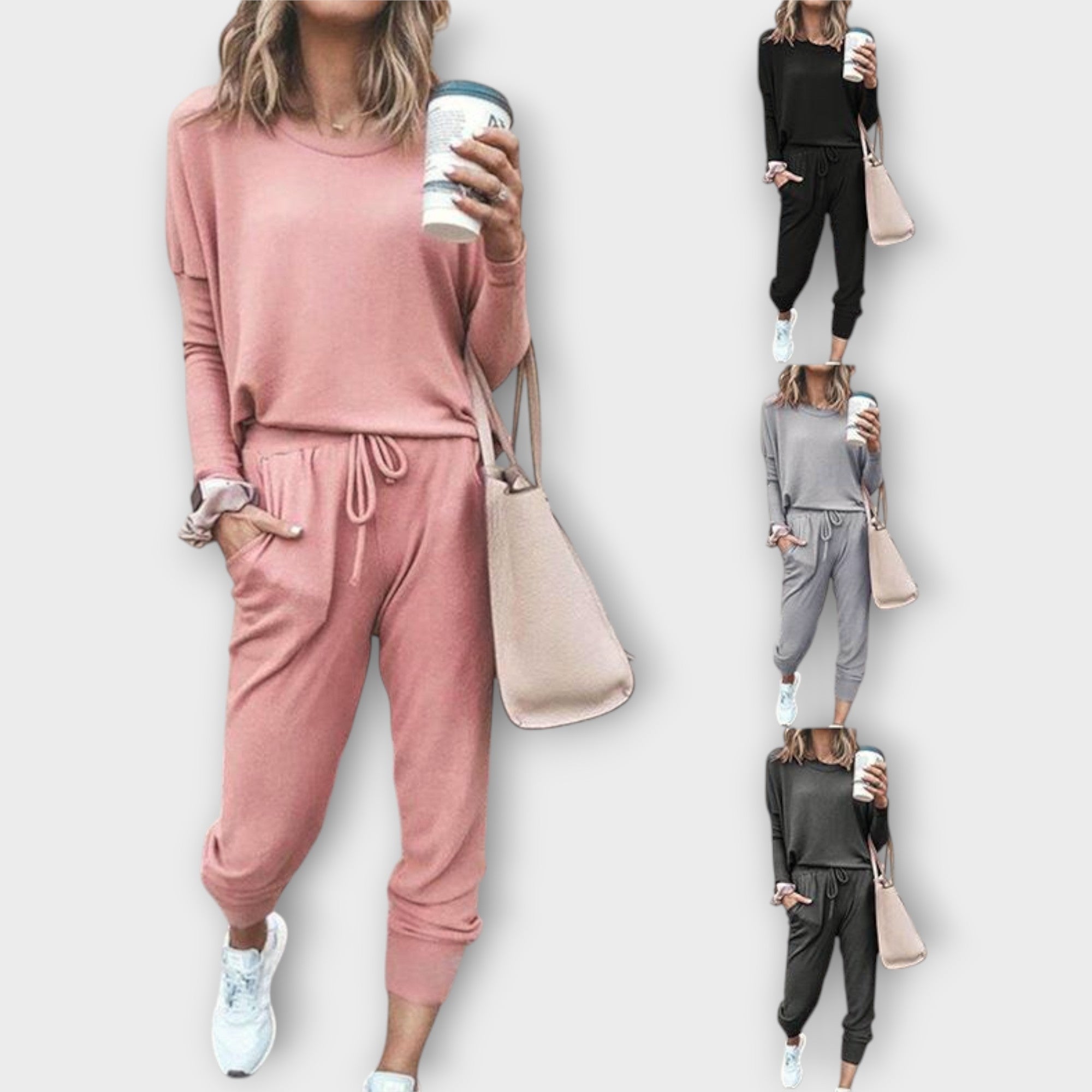 Conjunto de salón con ajuste relajado y estética minimalista