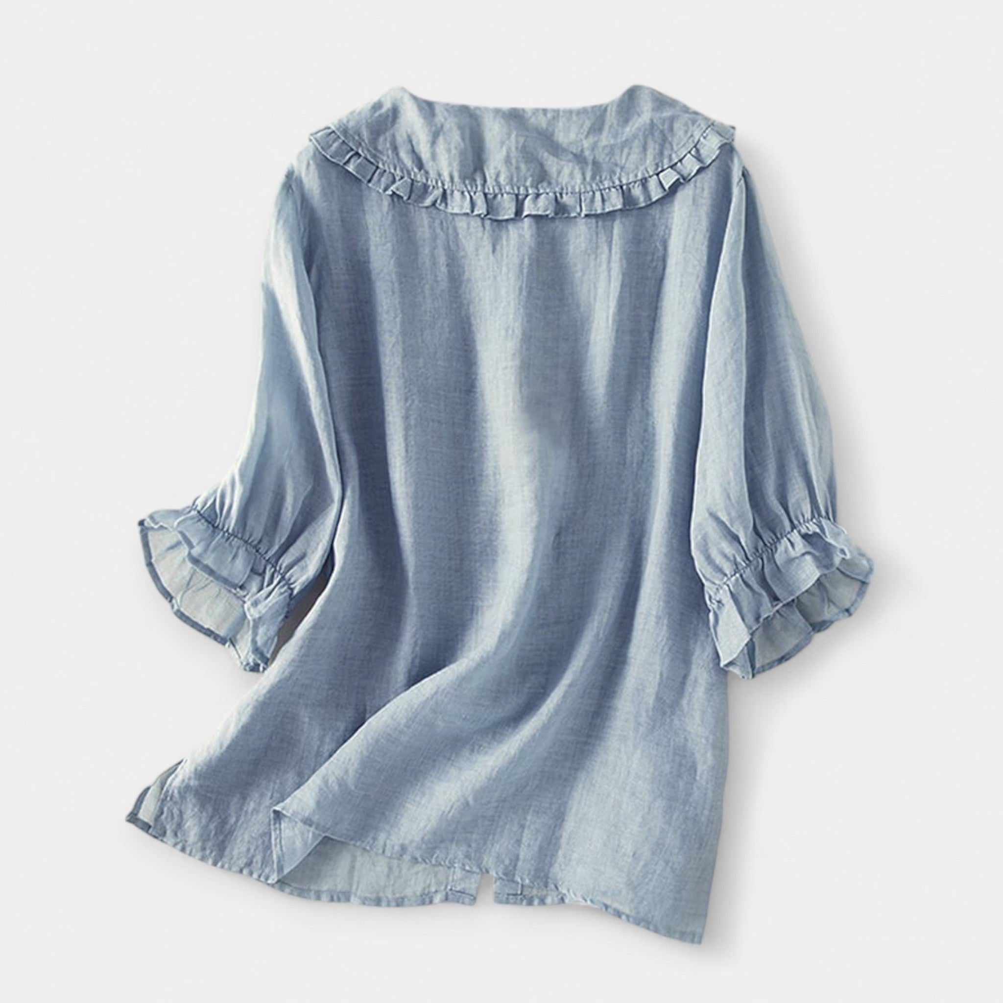 Camisa de Lino con Volantes Sutiles