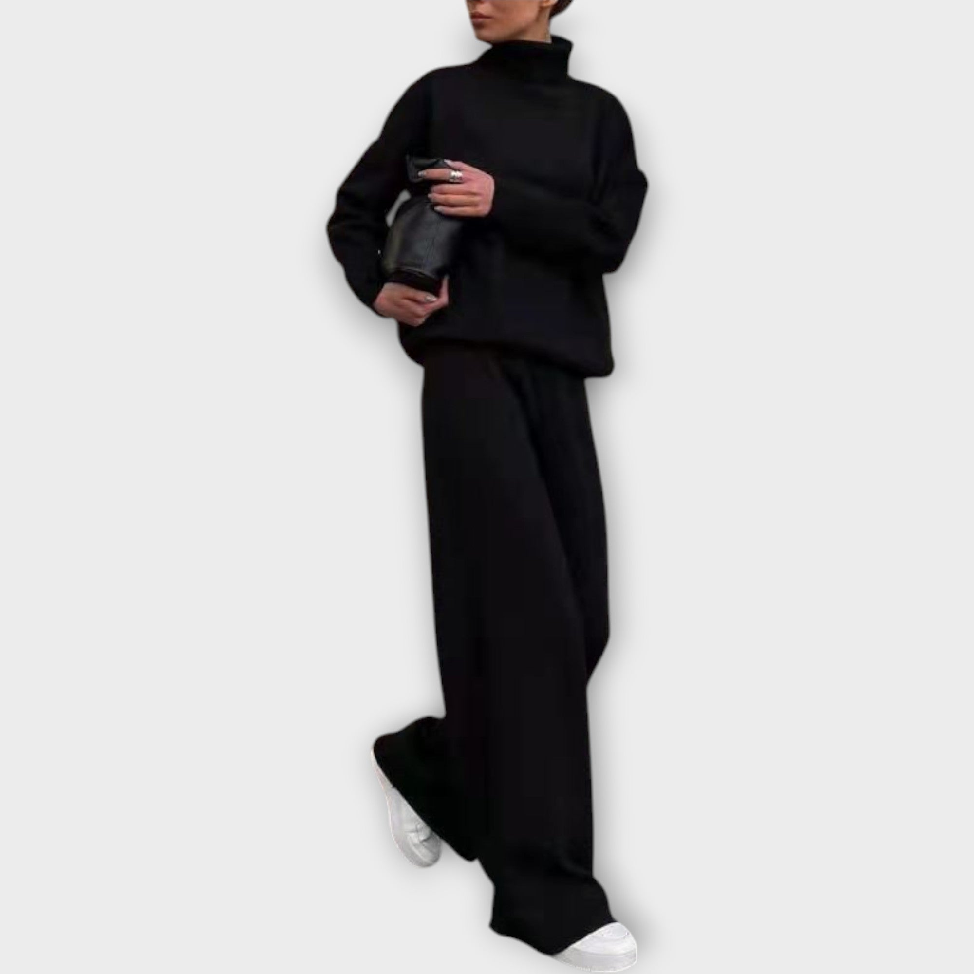 Conjunto de punto con cuello alto y pantalón