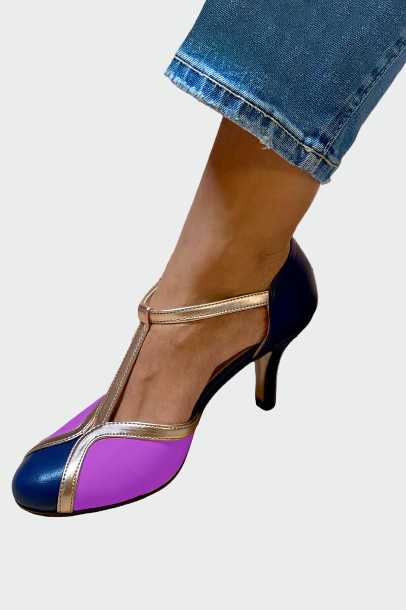 Tacones retro con tiras en T