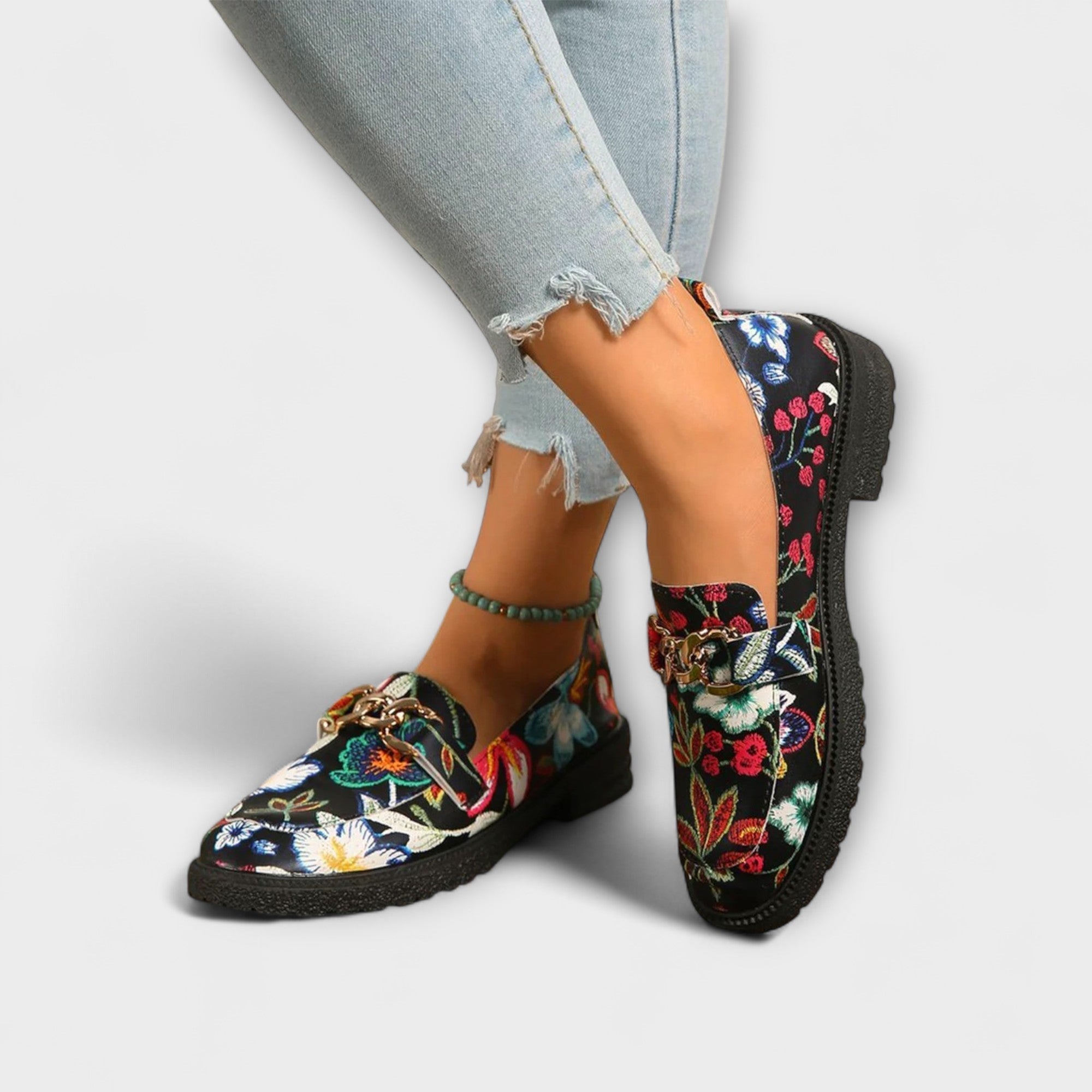 Orla – Mocasines con estampado floral colorido