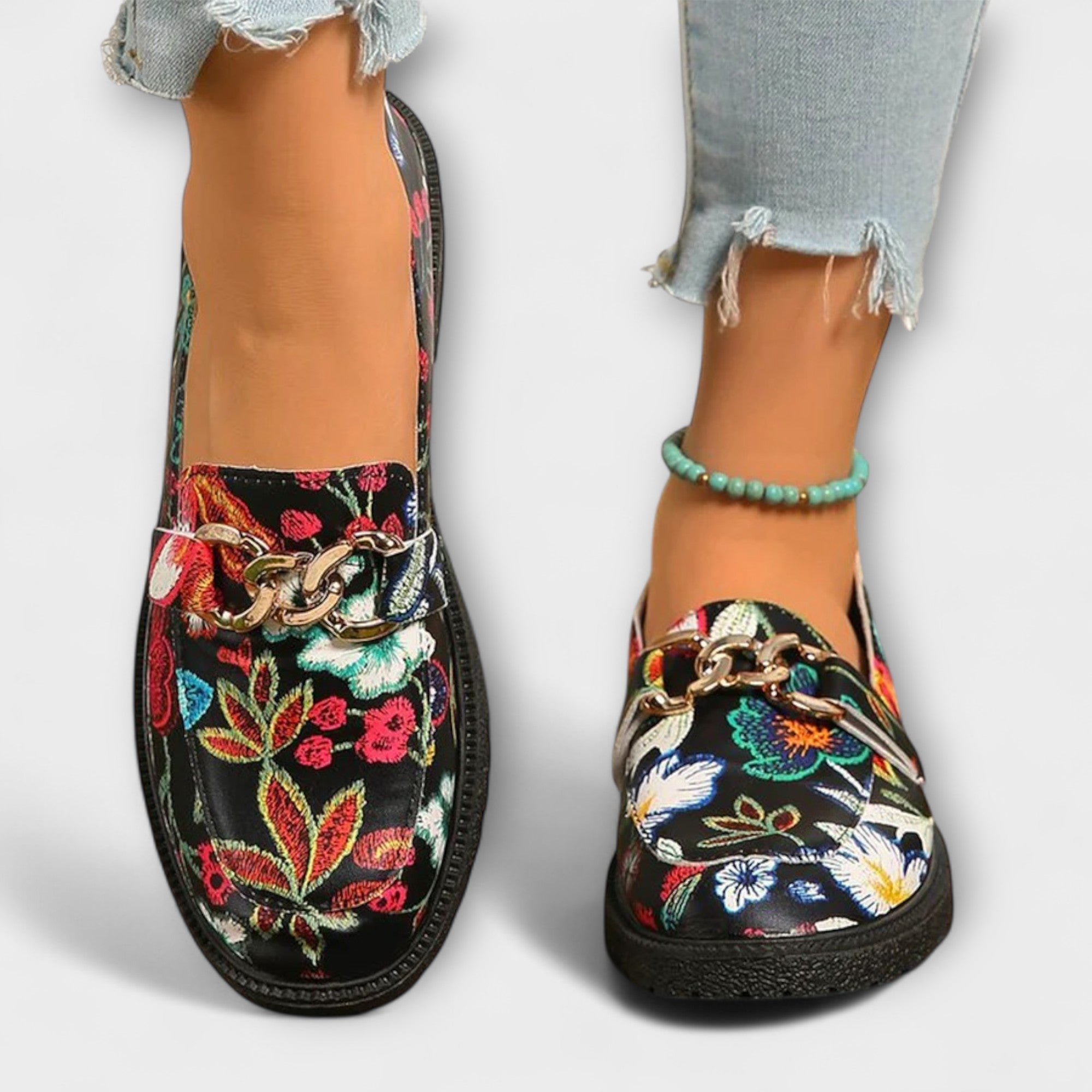 Orla – Mocasines con estampado floral colorido