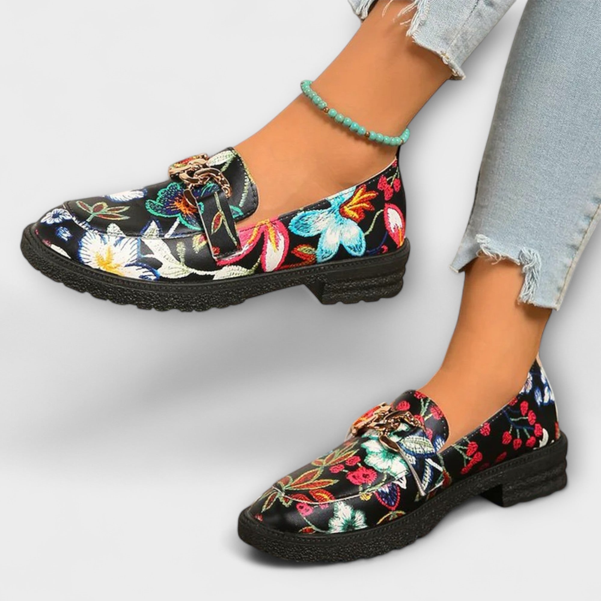 Orla – Mocasines con estampado floral colorido