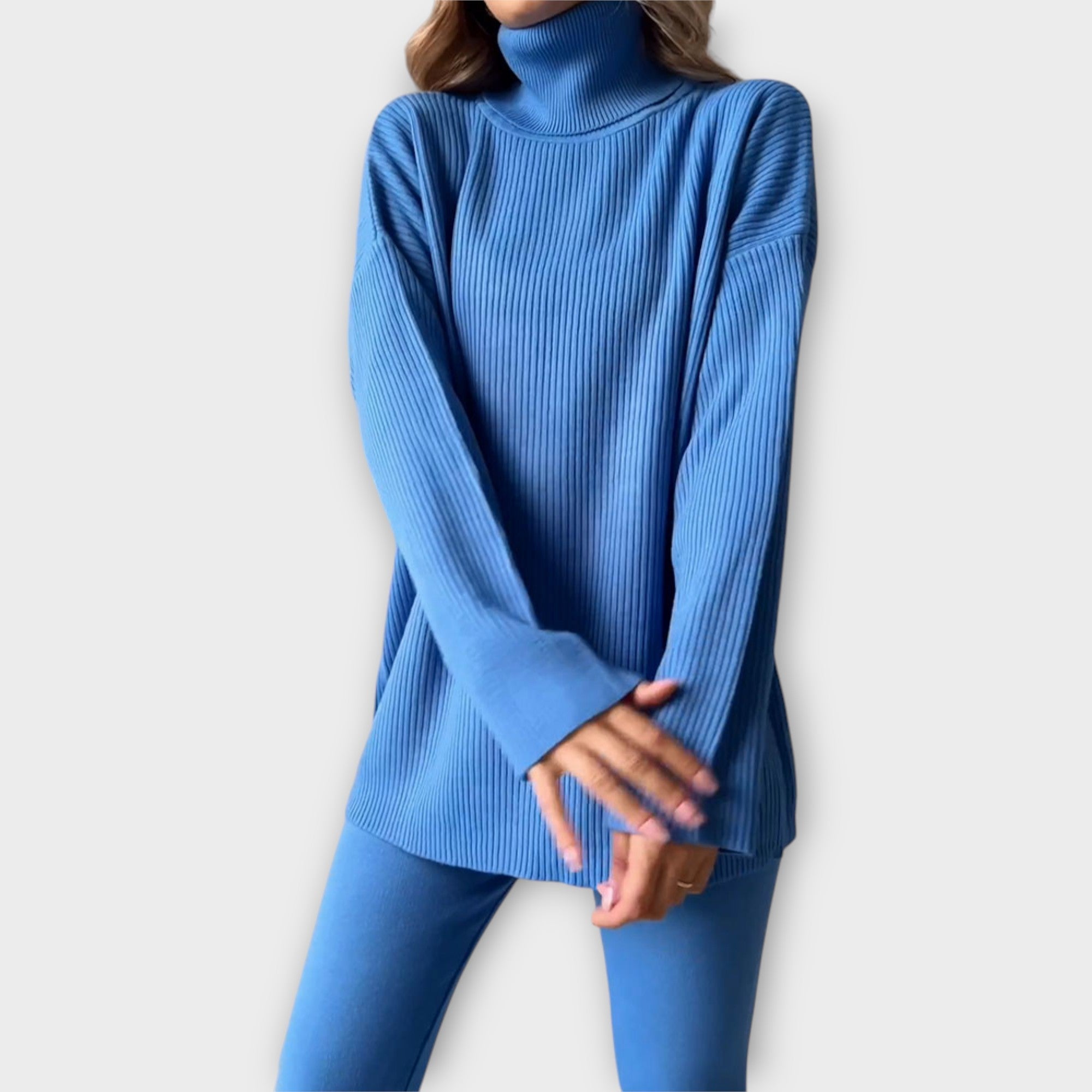 Conjunto de punto con estética moderna