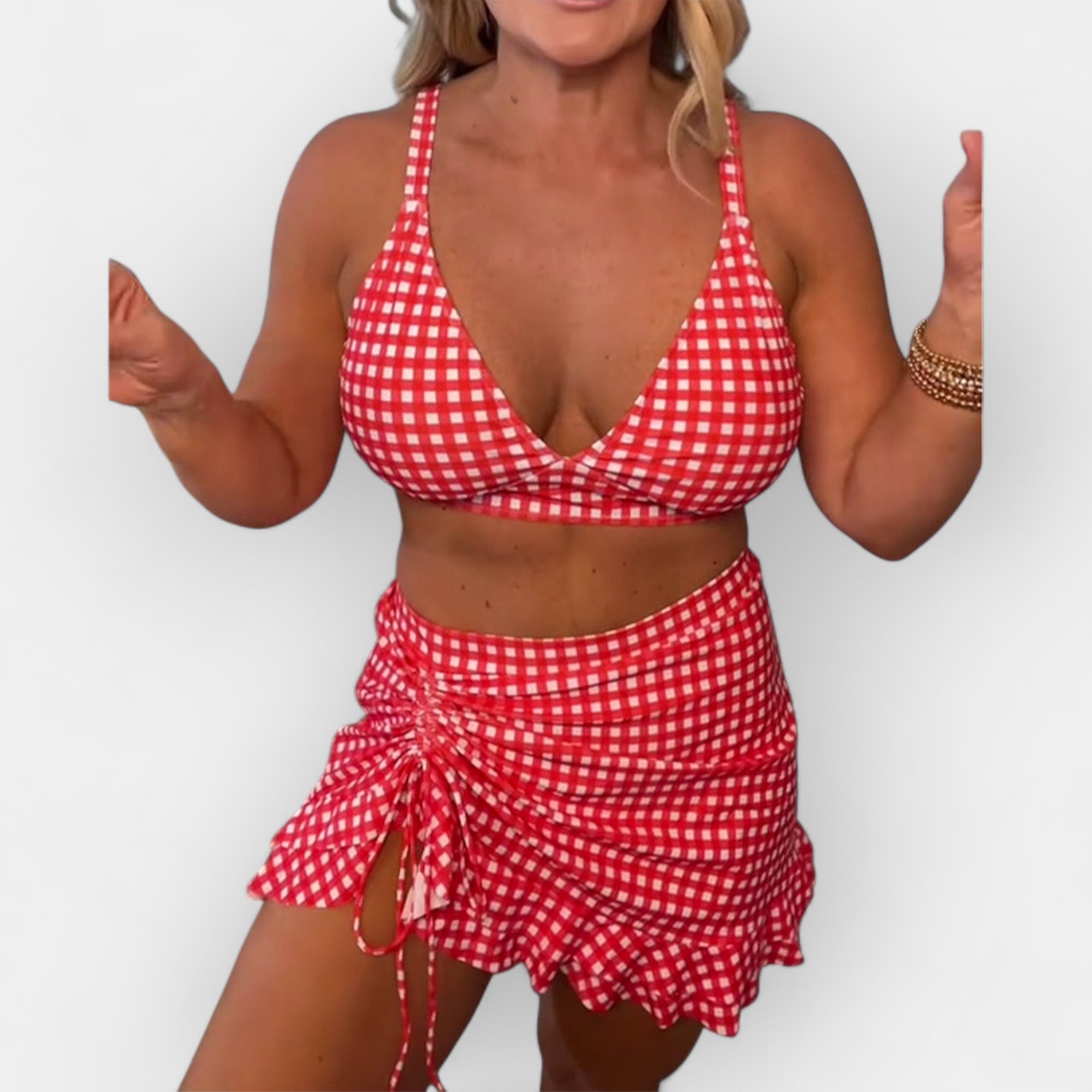 Bikini a Cuadros con Falda