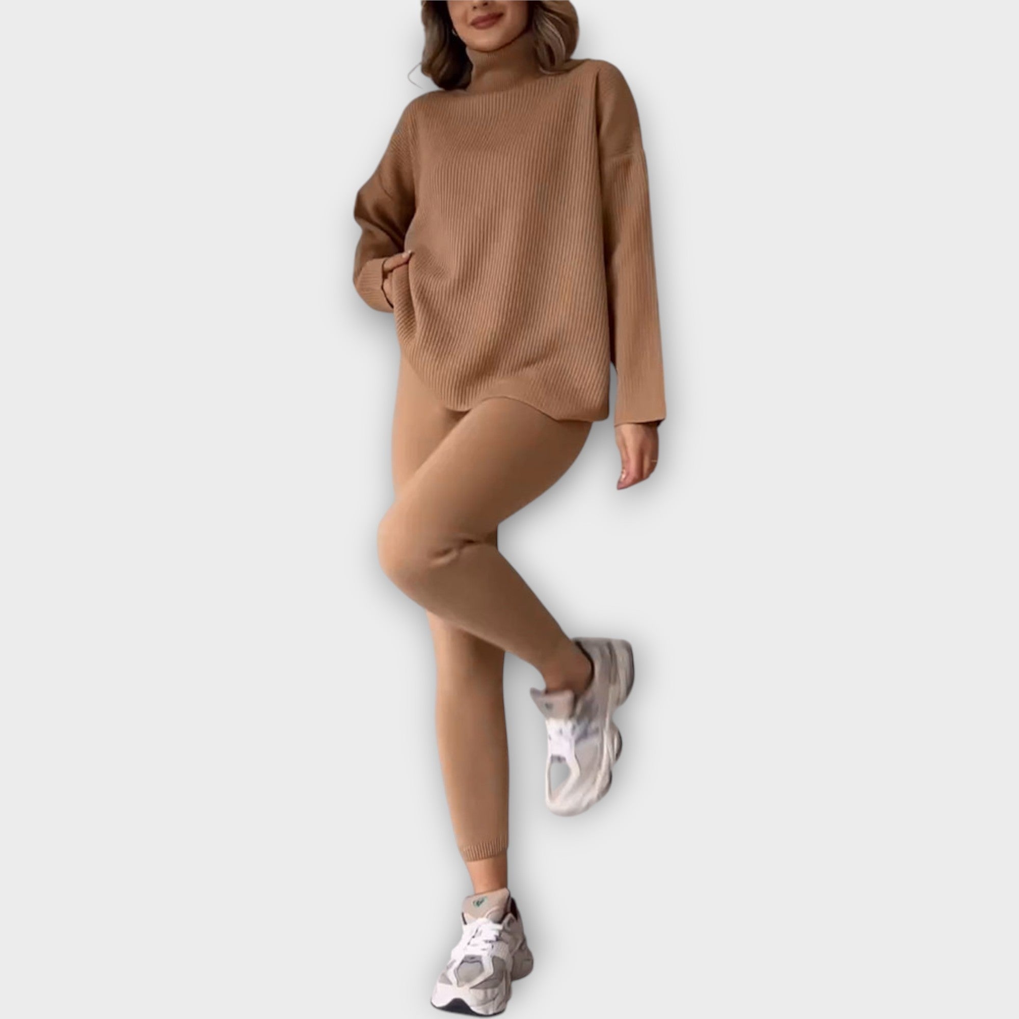 Conjunto de punto con estética moderna