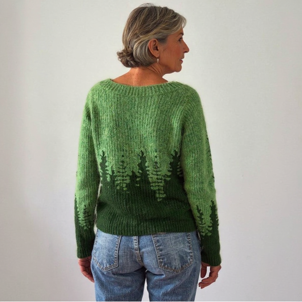 Blusa de punto con estampado inspirado en la naturaleza