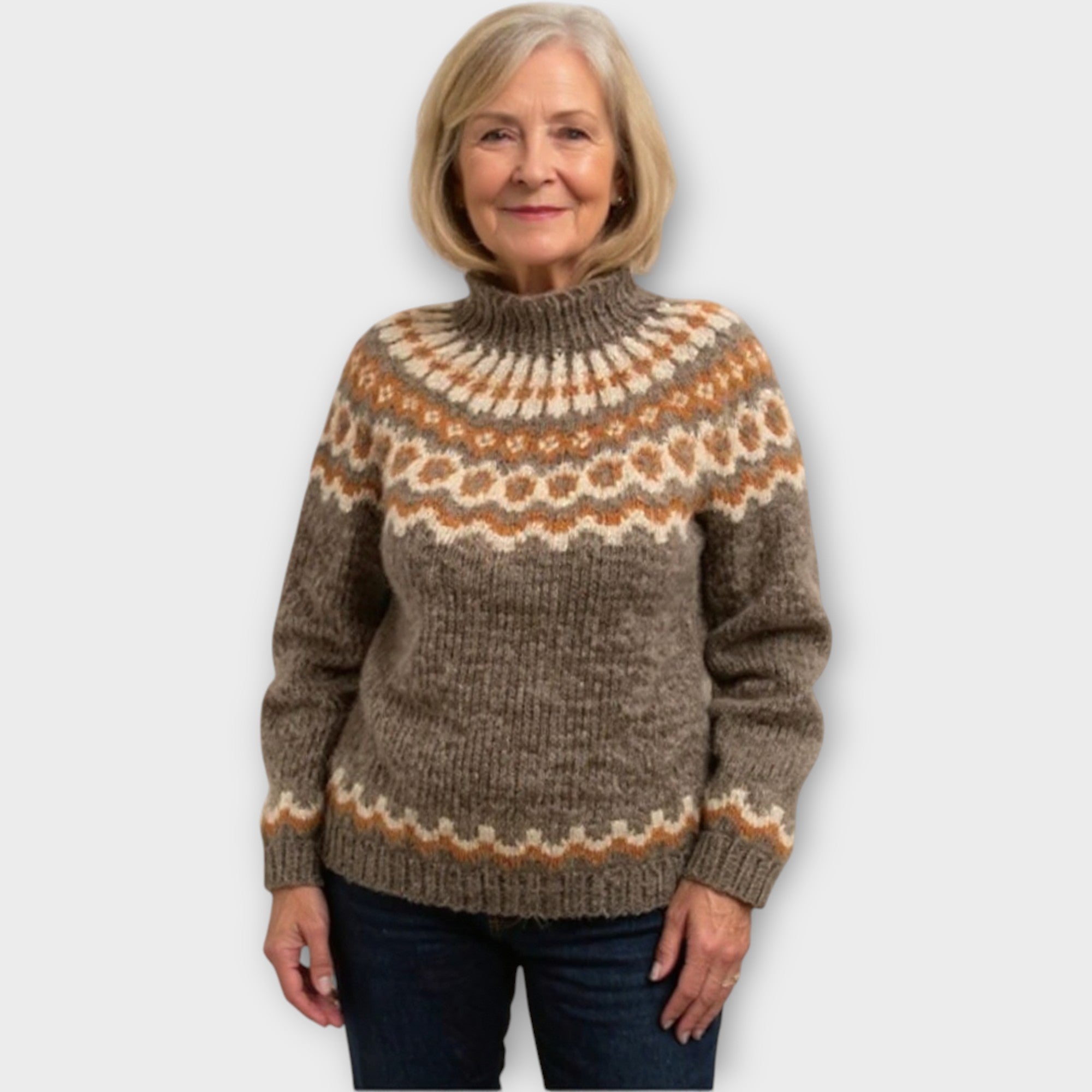 Suéter de punto con estampado en el cuello