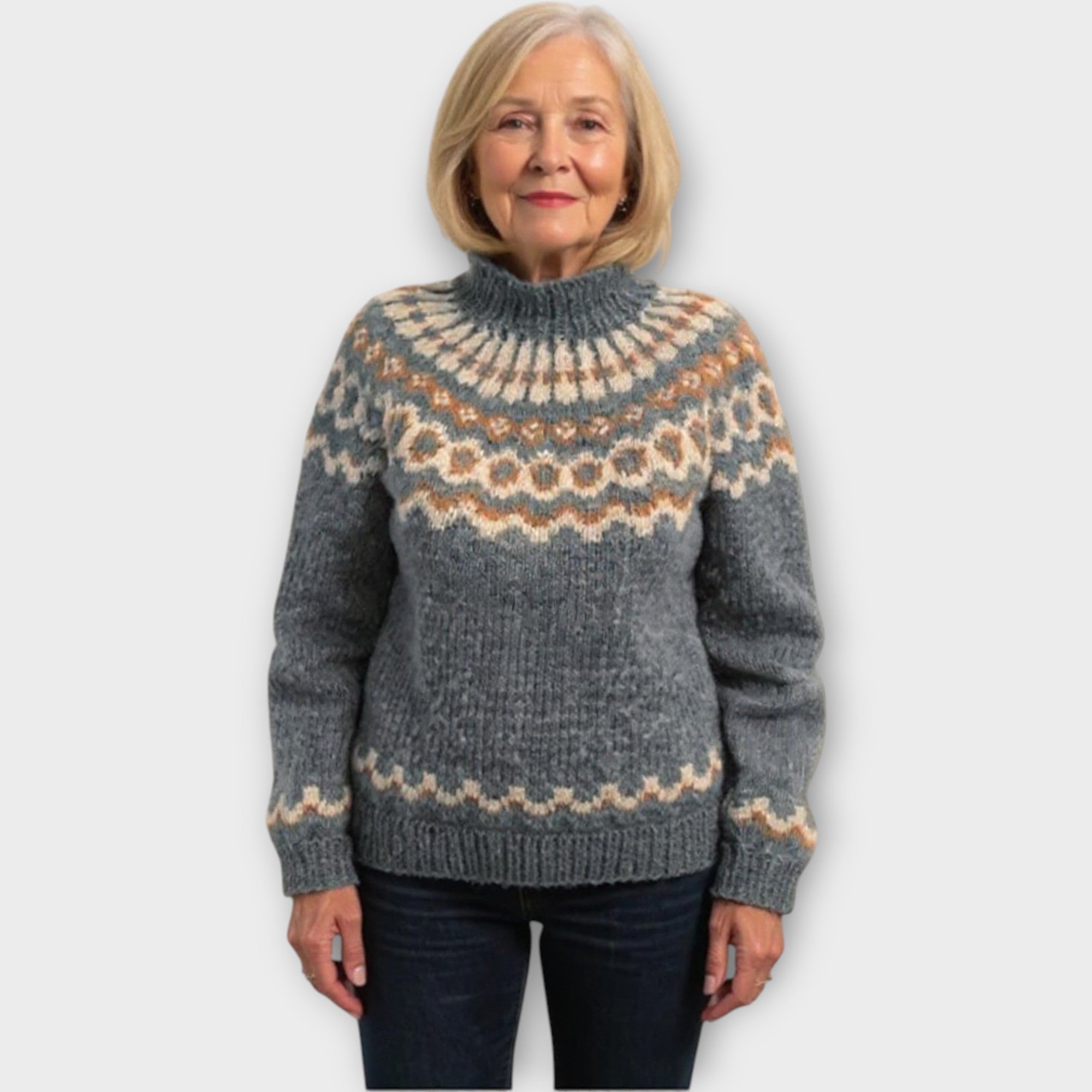 Suéter de punto con estampado en el cuello