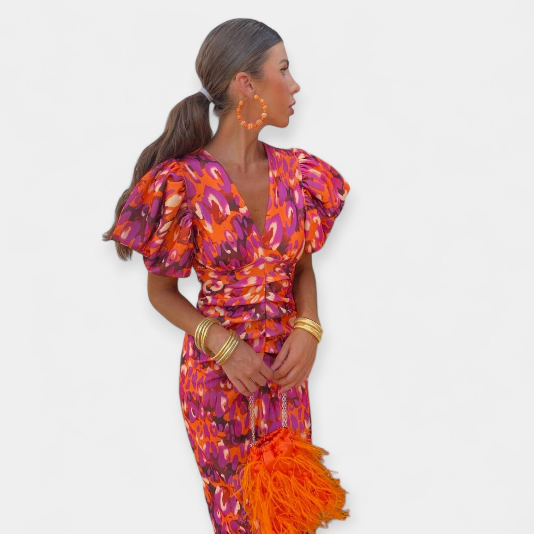 Vestido Satén con Volantes