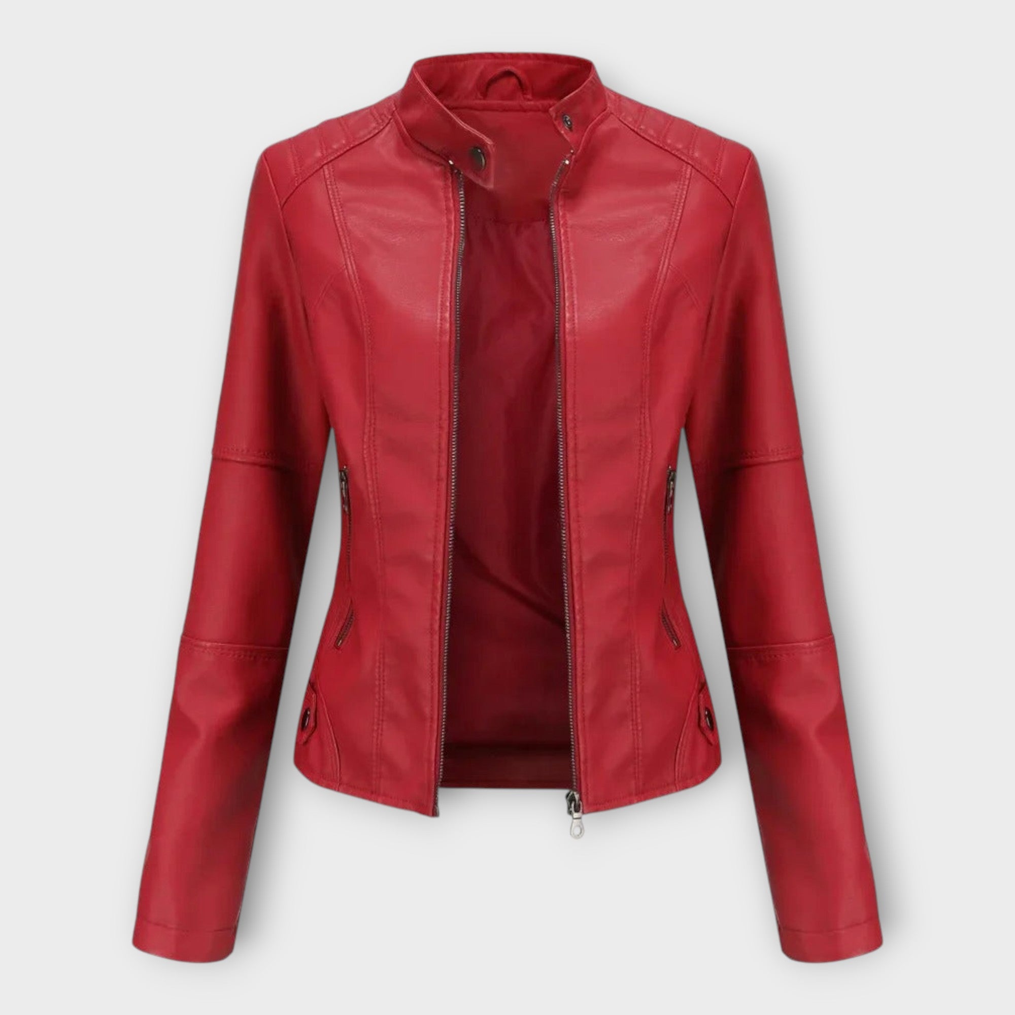 Elegante chaqueta de cuero de línea moderna y estilo atemporal