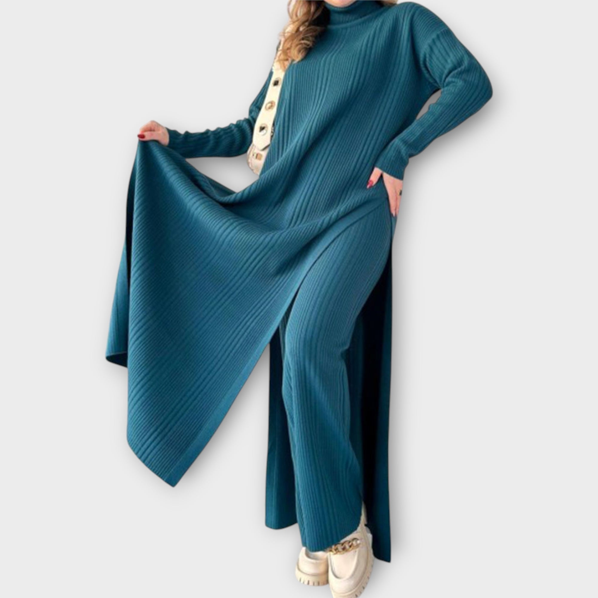 Vestido largo de punto con corte holgado