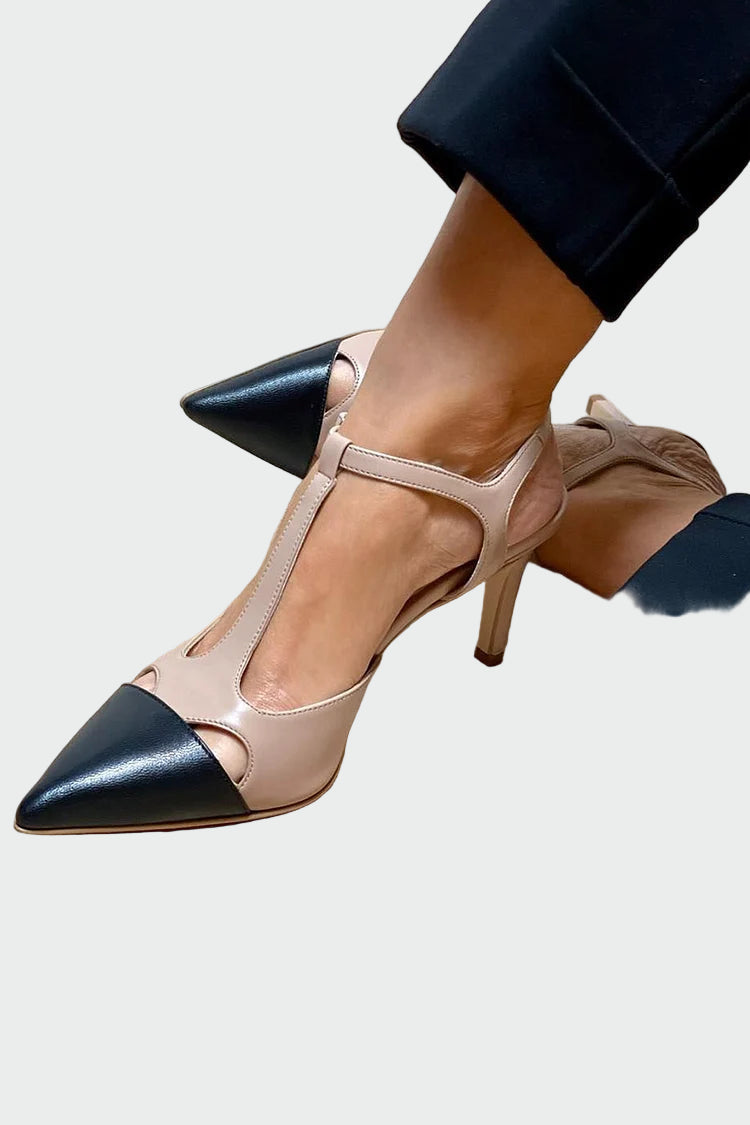 Tacones bicolor con tira