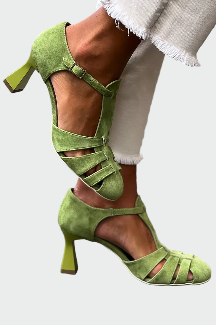 Tacones de bloque con tiras