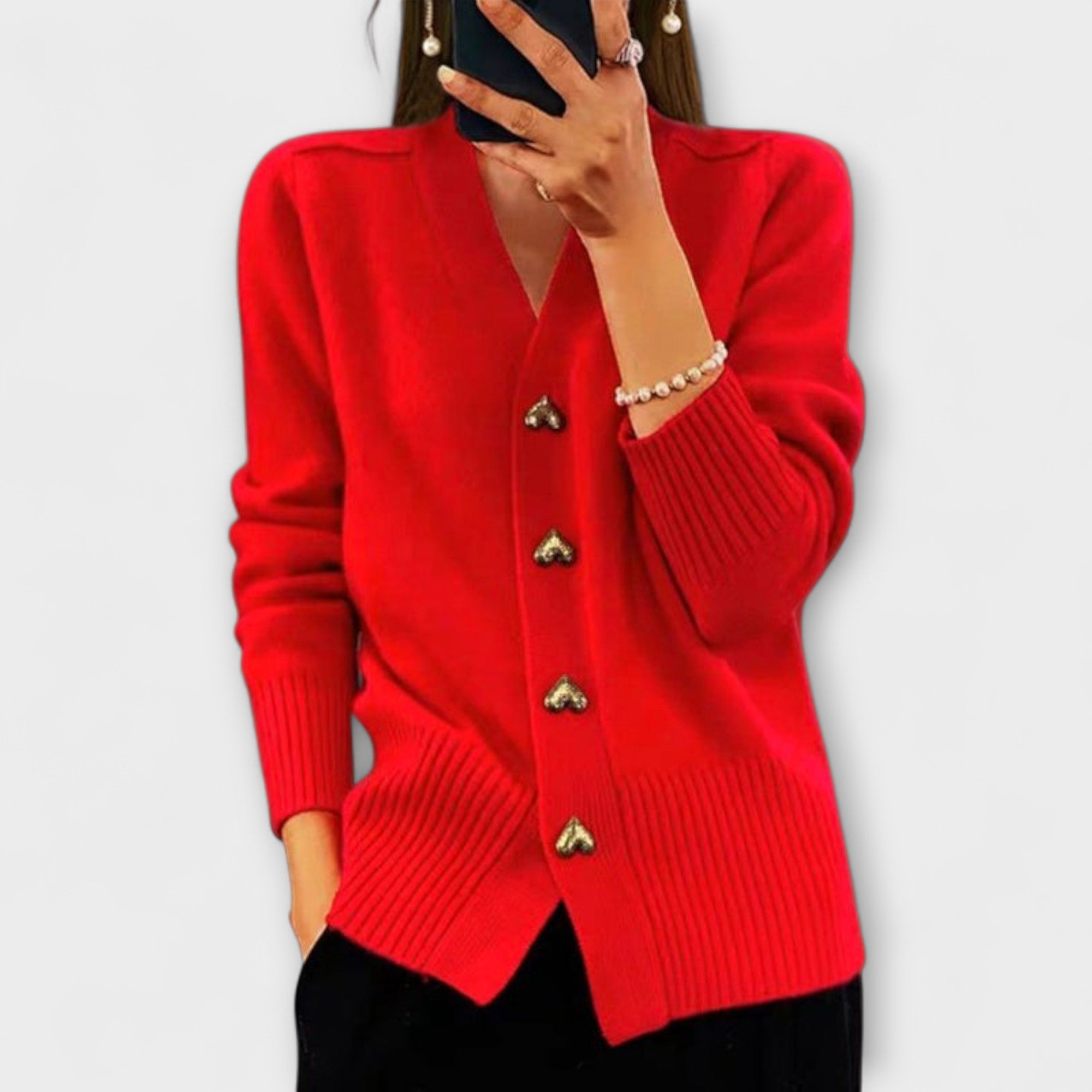 Marij – Suéter vintage con cuello en V para mujer