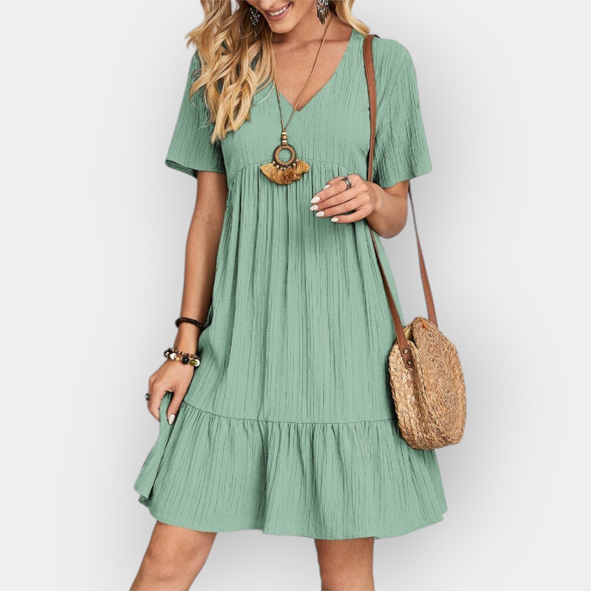 Vestido midi con escote en V