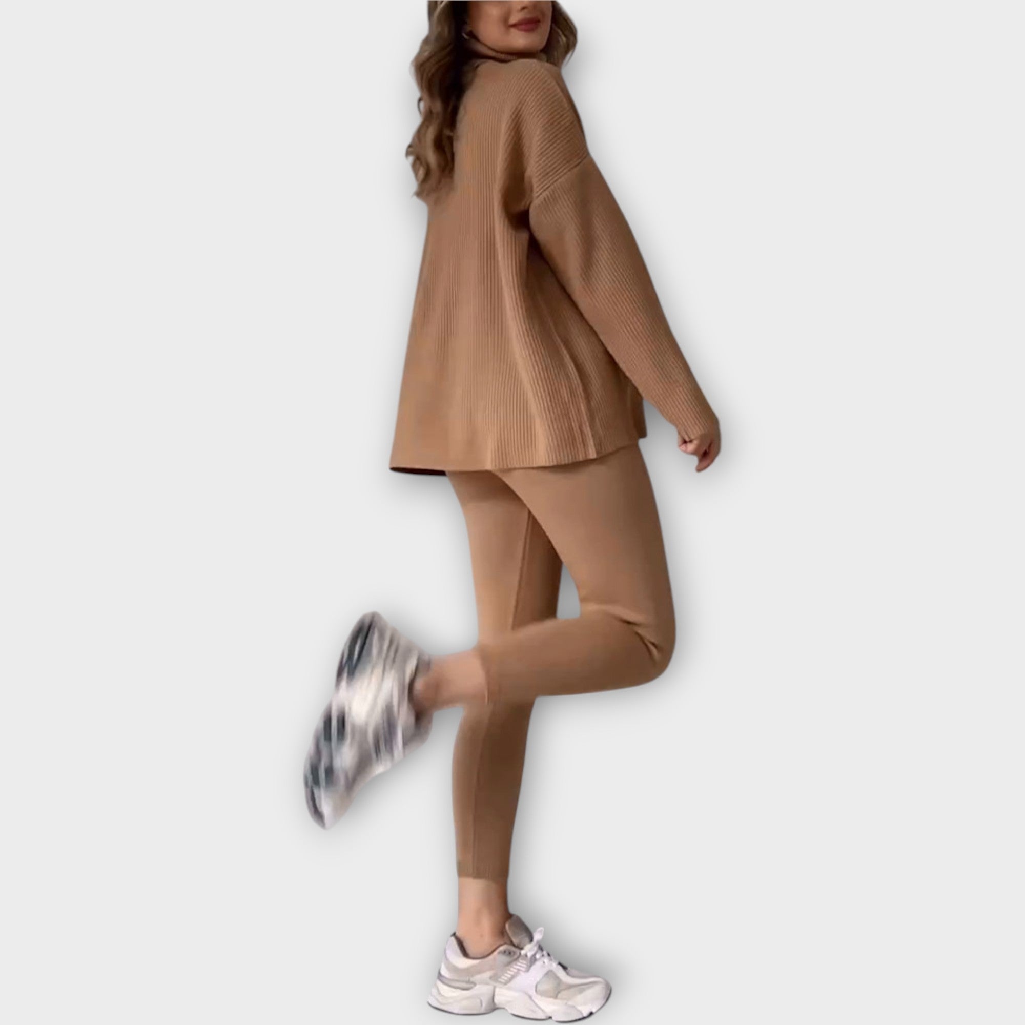 Conjunto de punto con estética moderna