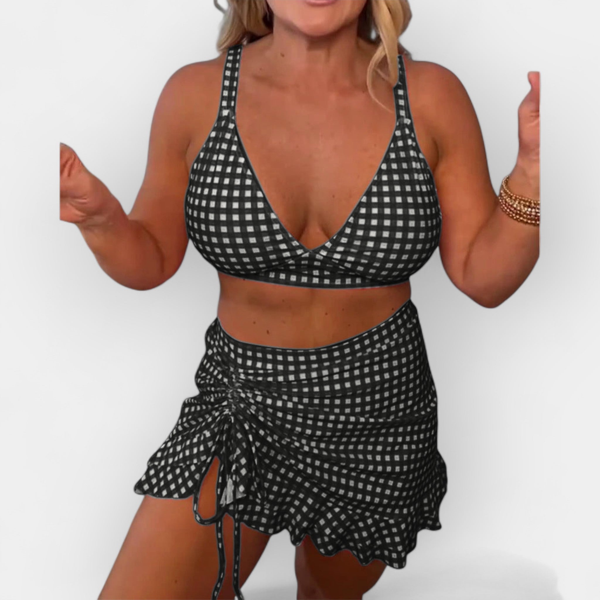 Bikini a Cuadros con Falda