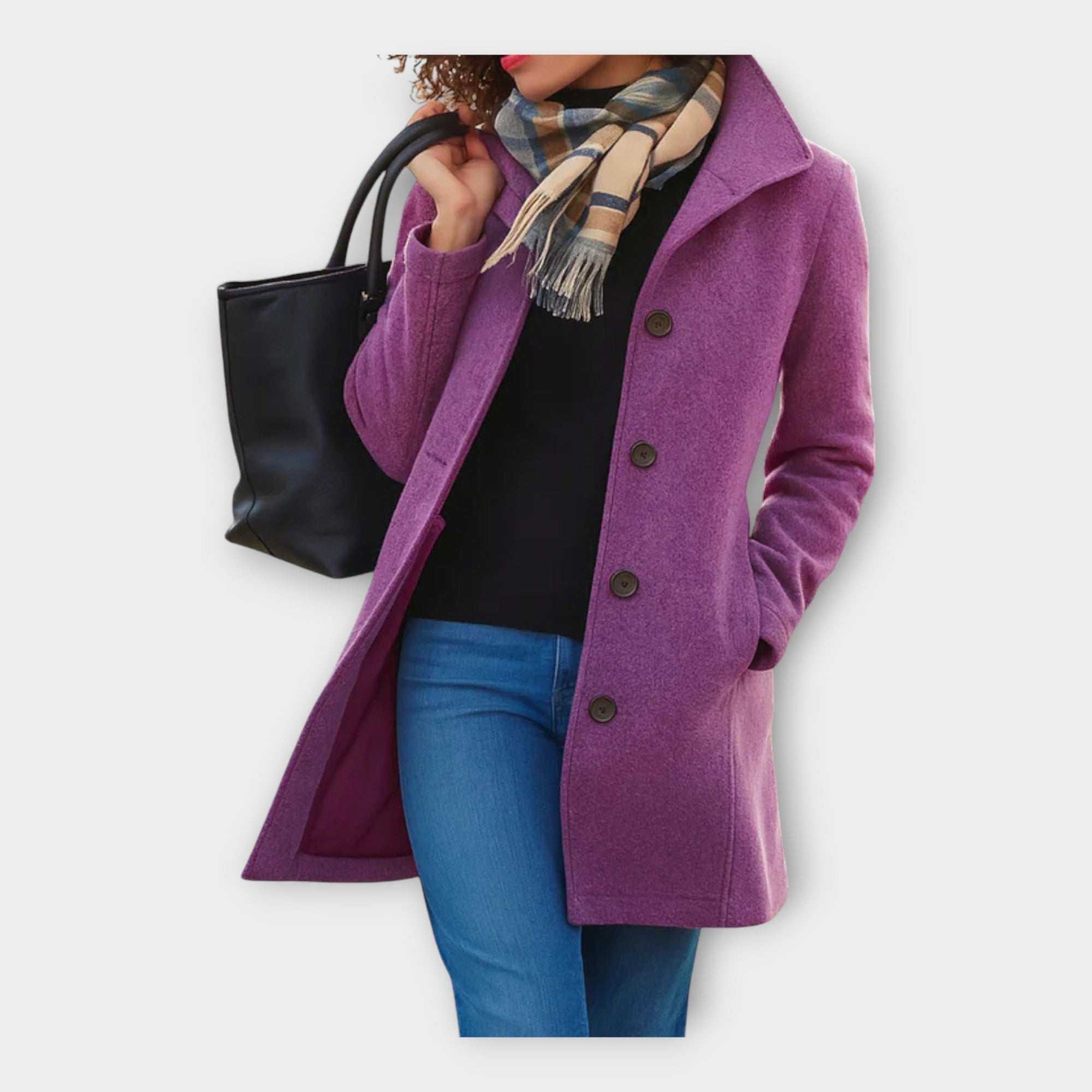 Manteau élégant en laine à boutons